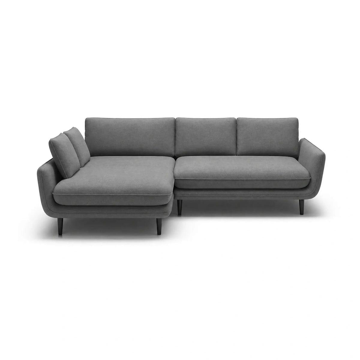 Coltar extensibil SOLANO, sezlong stanga, stofa catifelata gri - Palladium 16, cu lada depozitare, 260x167x83 cm