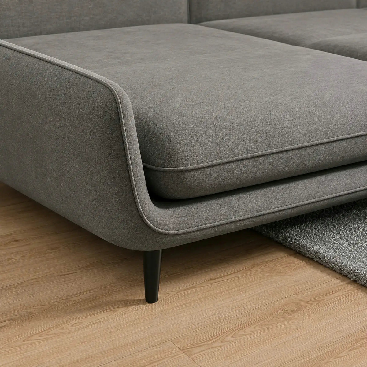 Coltar extensibil SOLANO, sezlong stanga, stofa catifelata gri - Palladium 16, cu lada depozitare, 260x167x83 cm