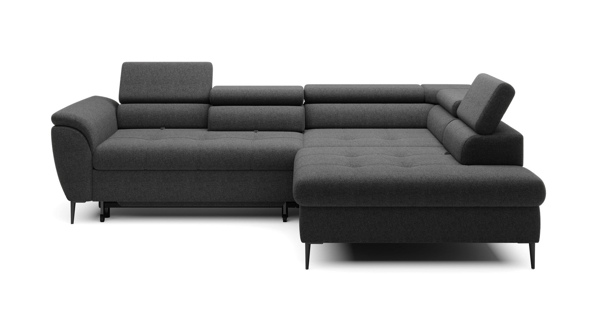 Coltar extensibil TEMPO NEW, personalizabil materiale gama Oferta Avantaj, cu lada depozitare si tetiere reglabile, 289x218x94 cm