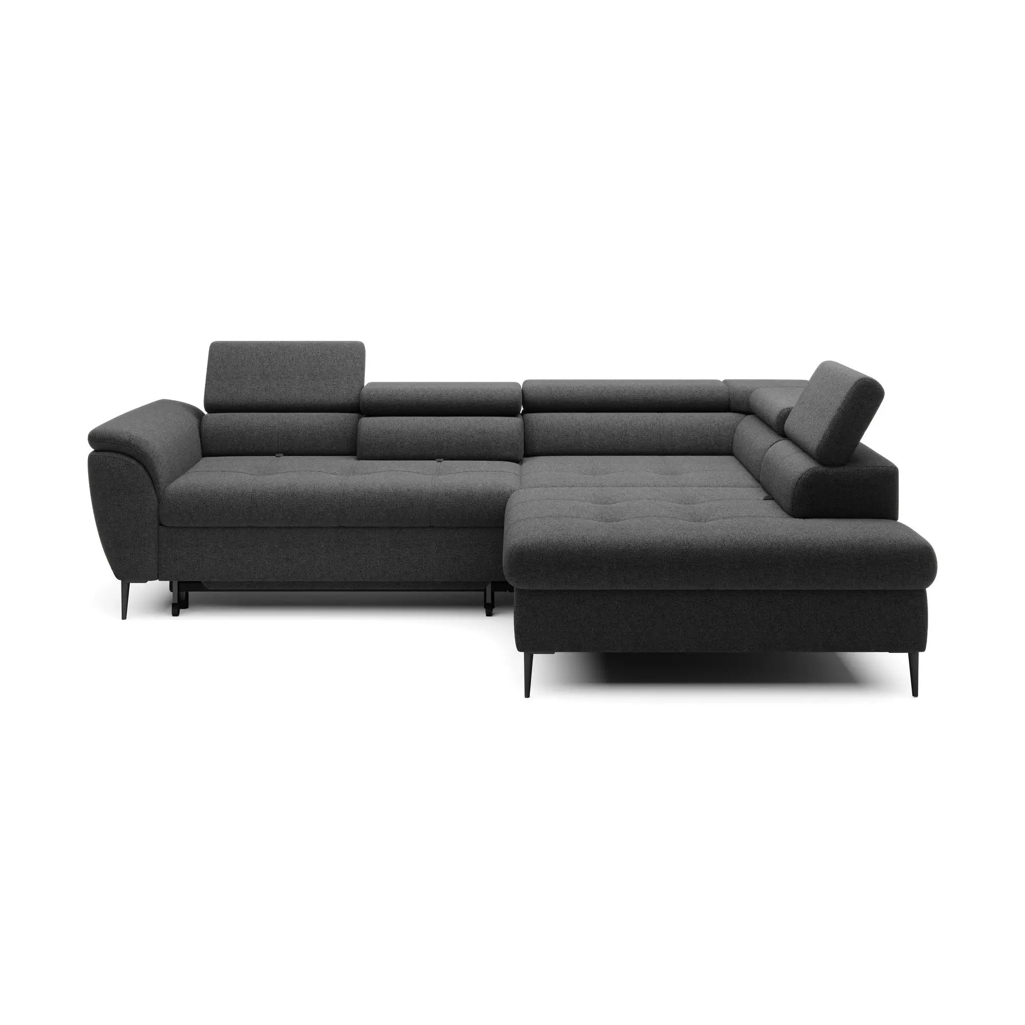 Coltar extensibil TEMPO NEW, personalizabil materiale gama Premium, cu lada depozitare si tetiere reglabile, 289x218x94 cm