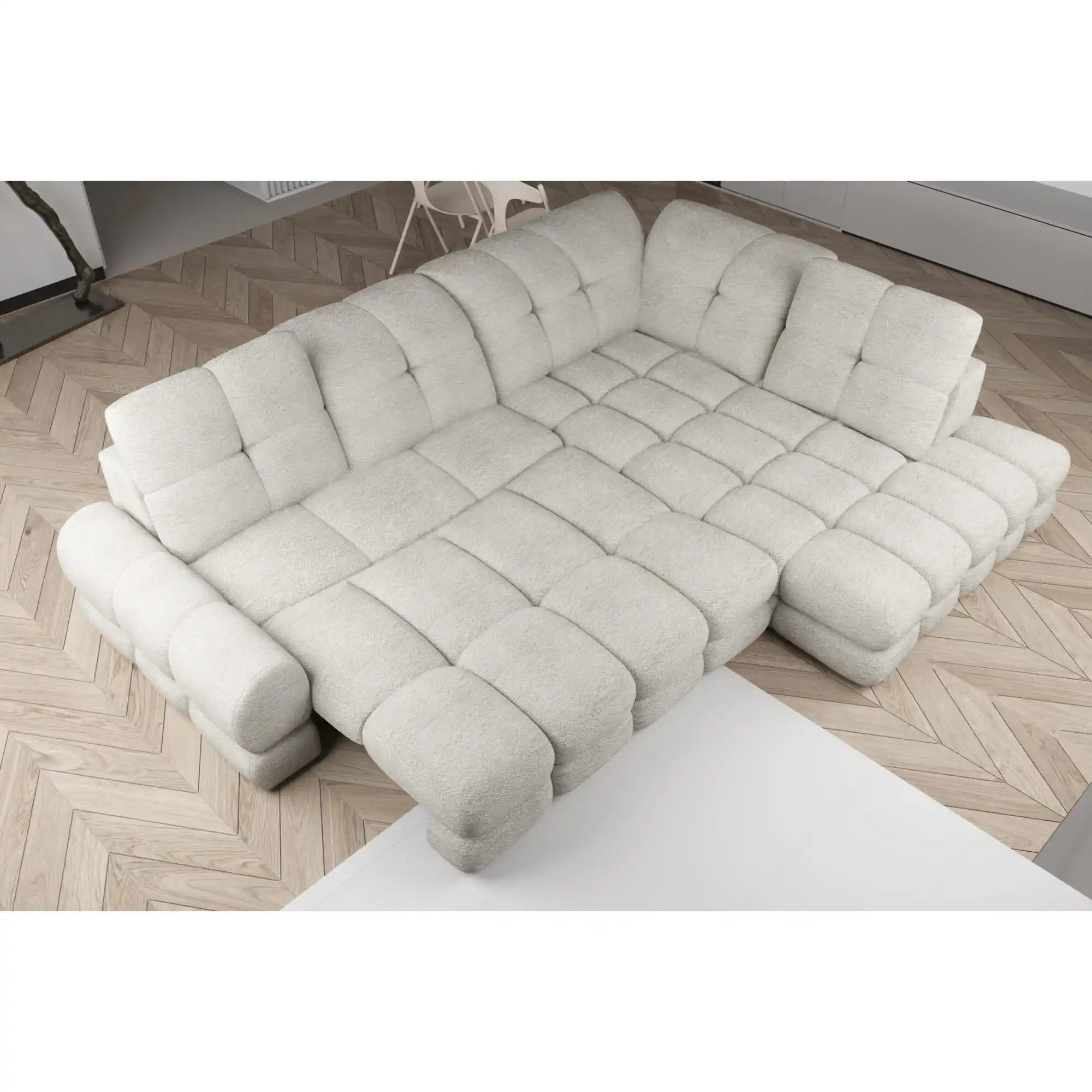 Coltar extensibil TOLLO L, personalizabil materiale gama Oferta Avantaj, cu lada depozitare si reglaj electric, 302x217x105 cm