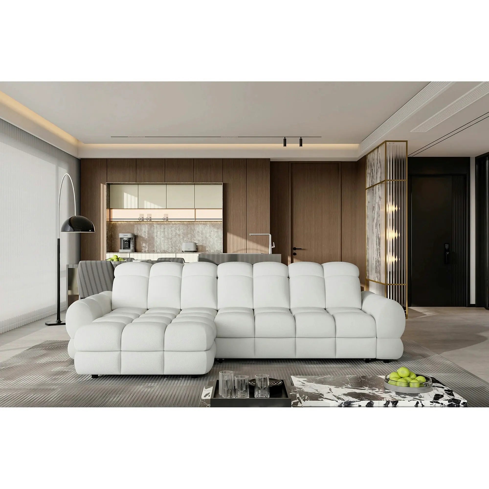 Coltar extensibil TOLLO MINI, personalizabil, cu lada depozitare, 283x172x106 cm