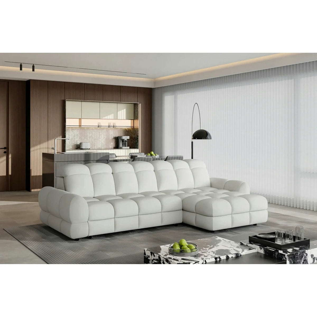 Coltar extensibil TOLLO MINI, personalizabil, cu lada depozitare, 283x172x106 cm