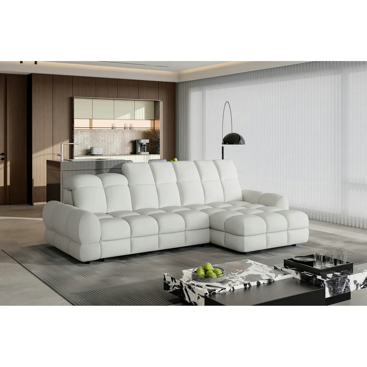 Coltar extensibil TOLLO MINI, personalizabil, cu lada depozitare, 283x172x106 cm