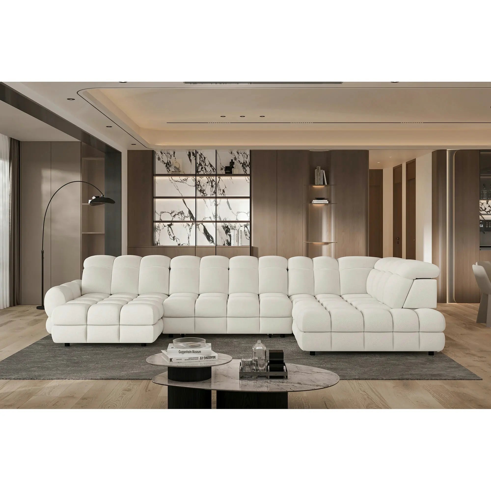 Coltar extensibil TOLLO XL , personalizabil, cu lada depozitare si reglaj electric, 400x220x106 cm