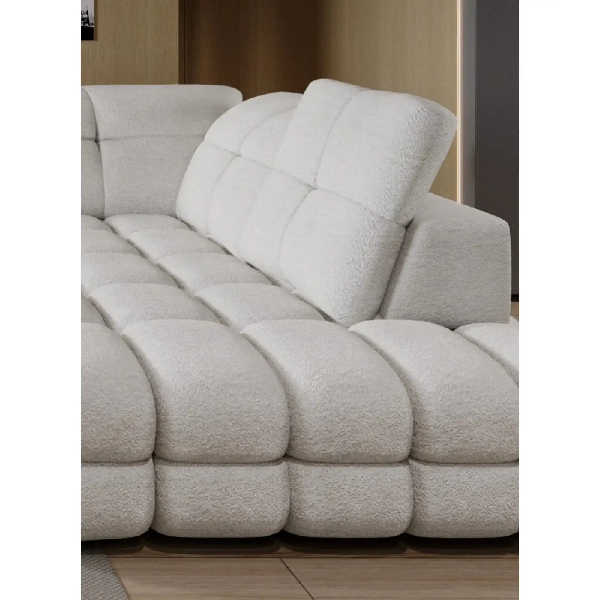 Coltar extensibil TOLLO XL, personalizabil materiale gama Oferta Avantaj, cu lada depozitare si reglaj electric, 400x217x105 cm