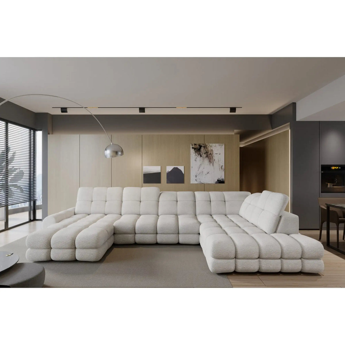 Coltar extensibil TOLLO XL , personalizabil materiale gama Premium, cu lada depozitare si reglaj electric, 400x217x105 cm