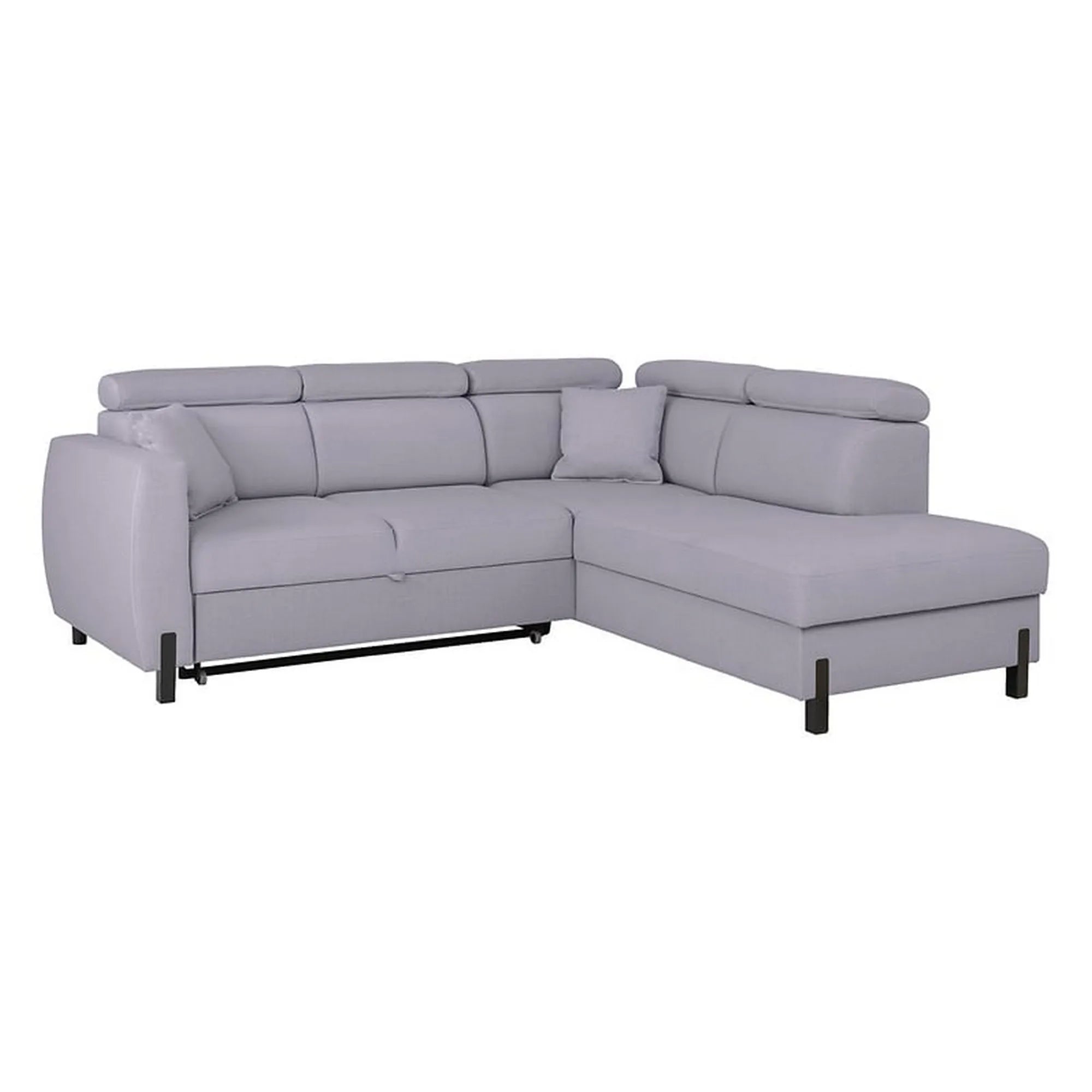 Coltar extensibil TULIO, sezlong dreapta, stofa catifelata gri - Maya 19, cu lada depozitare, 245x215x92 cm