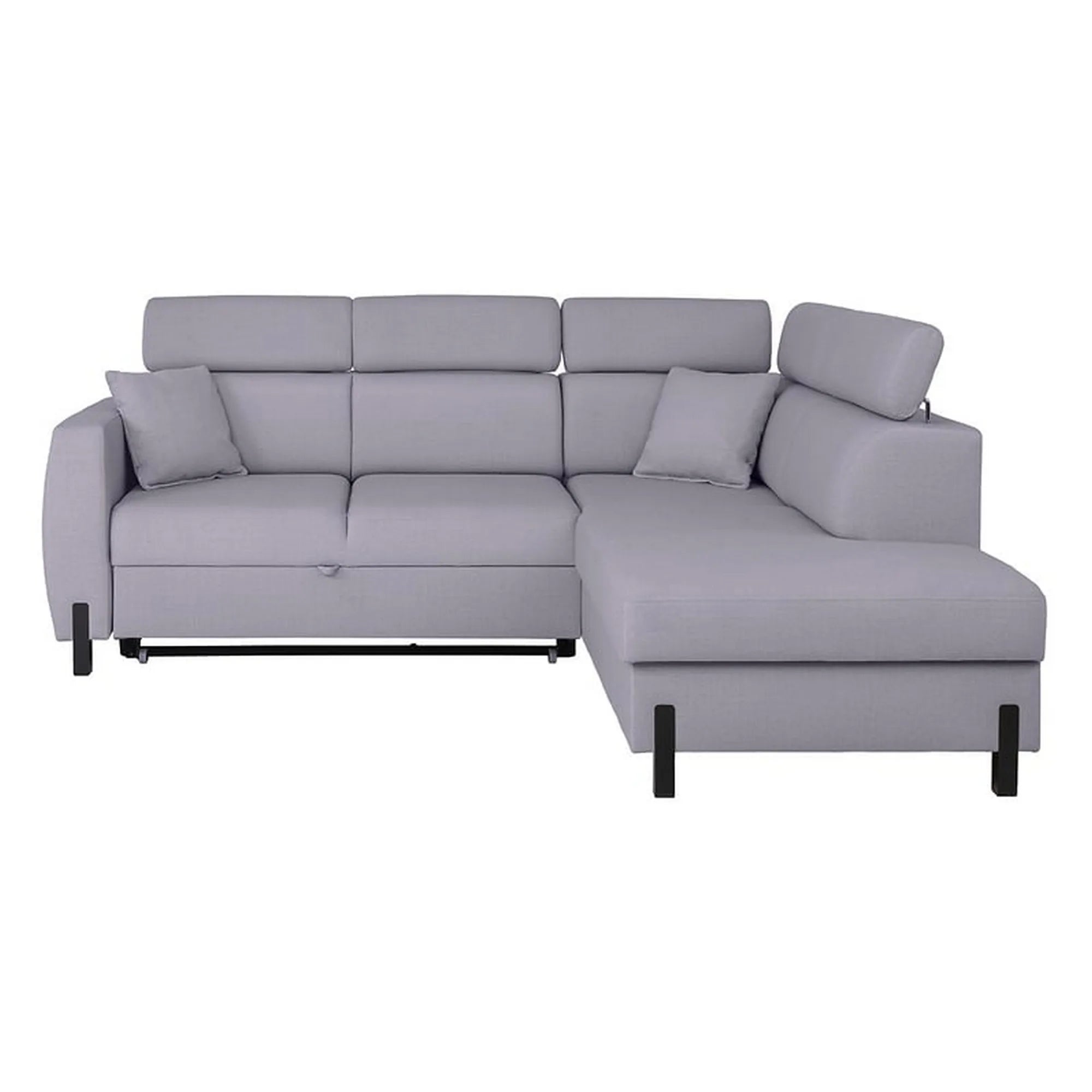 Coltar extensibil TULIO, sezlong dreapta, stofa catifelata gri - Maya 19, cu lada depozitare, 245x215x92 cm