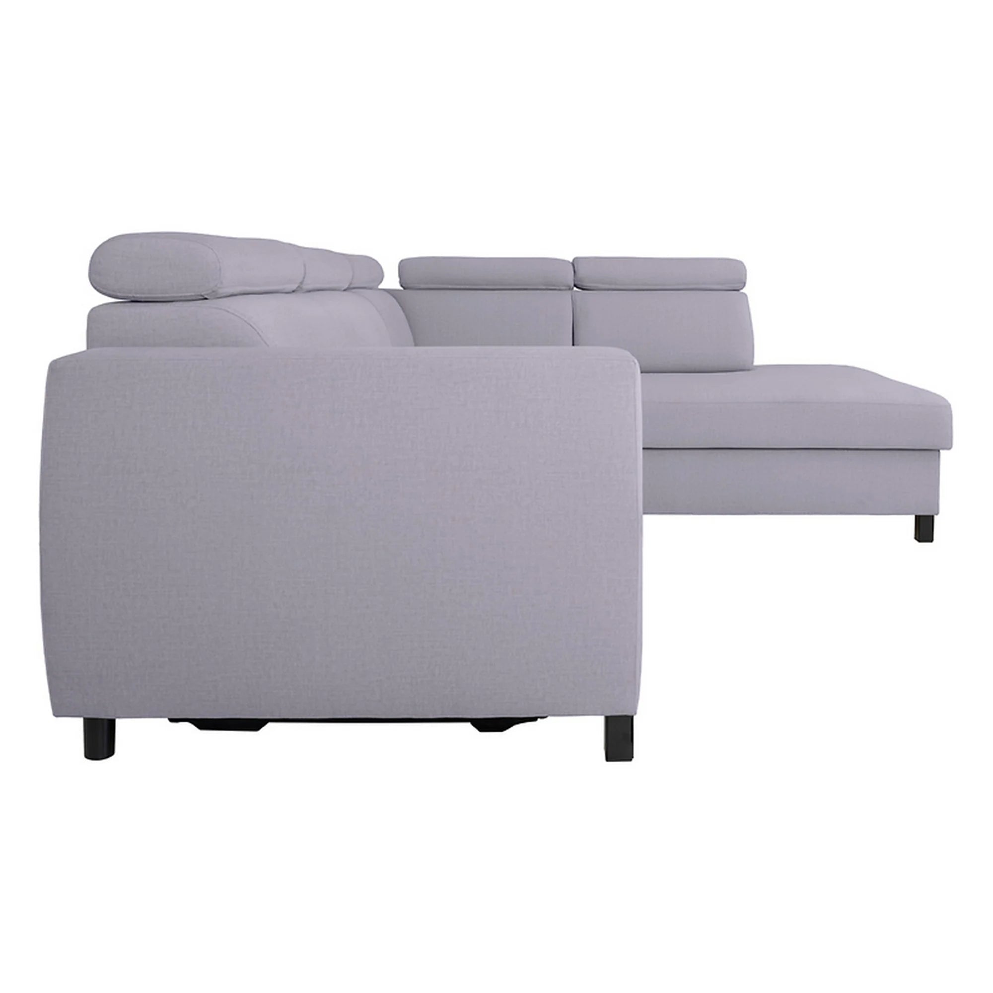 Coltar extensibil TULIO, sezlong dreapta, stofa catifelata gri - Maya 19, cu lada depozitare, 245x215x92 cm