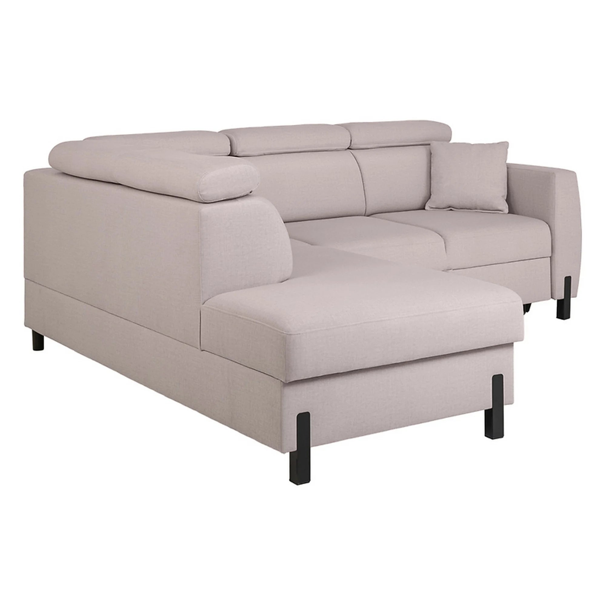 Coltar extensibil TULIO, sezlong stanga, stofa catifelata bej - Maya 01, cu lada depozitare, 245x215x92 cm