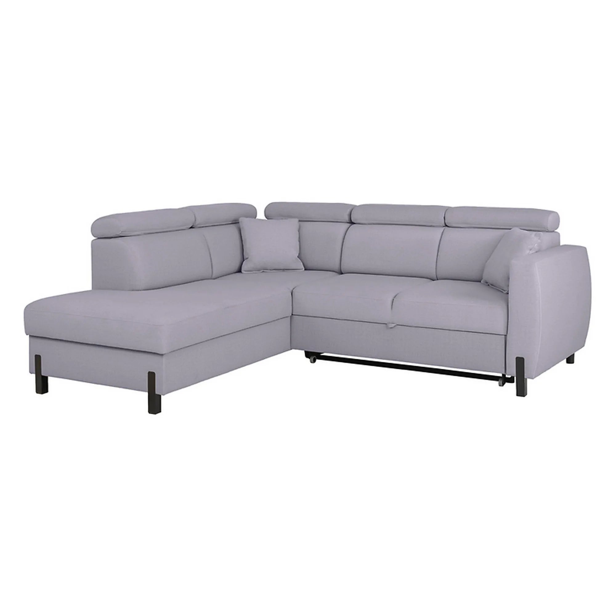 Coltar extensibil TULIO, sezlong stanga, stofa catifelata gri - Maya 19, cu lada depozitare, 245x215x92 cm