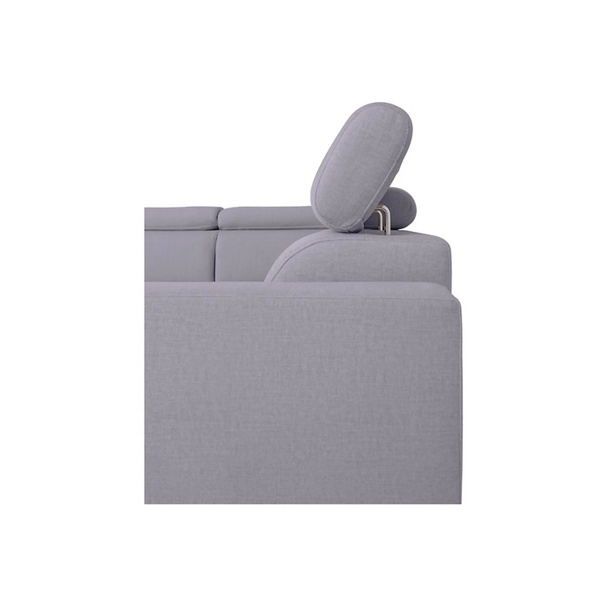 Coltar extensibil TULIO, sezlong stanga, stofa catifelata gri - Maya 19, cu lada depozitare, 245x215x92 cm