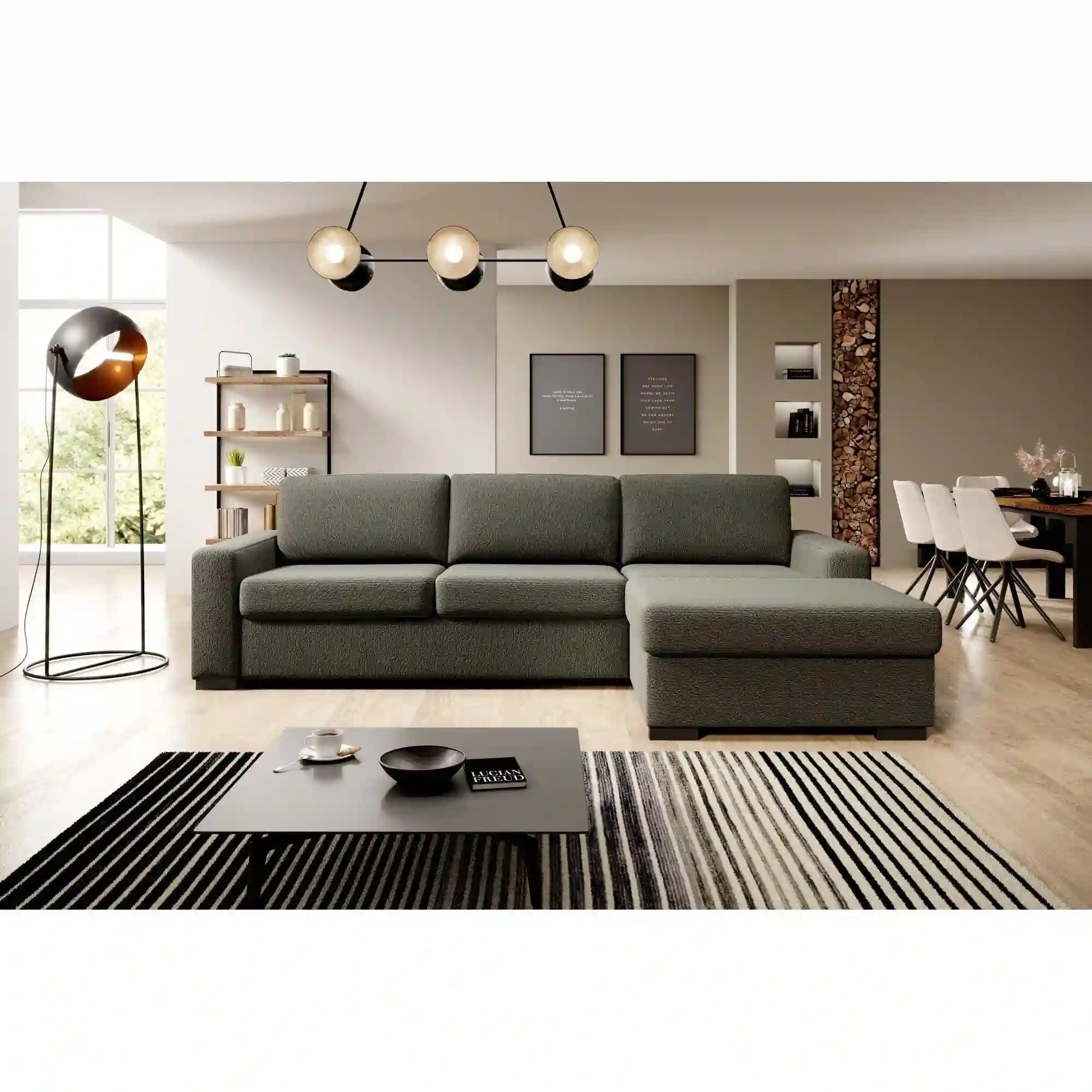 Coltar extensibil VANILLA CORNER 120, personalizabil materiale Gama Premium, cu lada depozitare, 263x173x87 cm