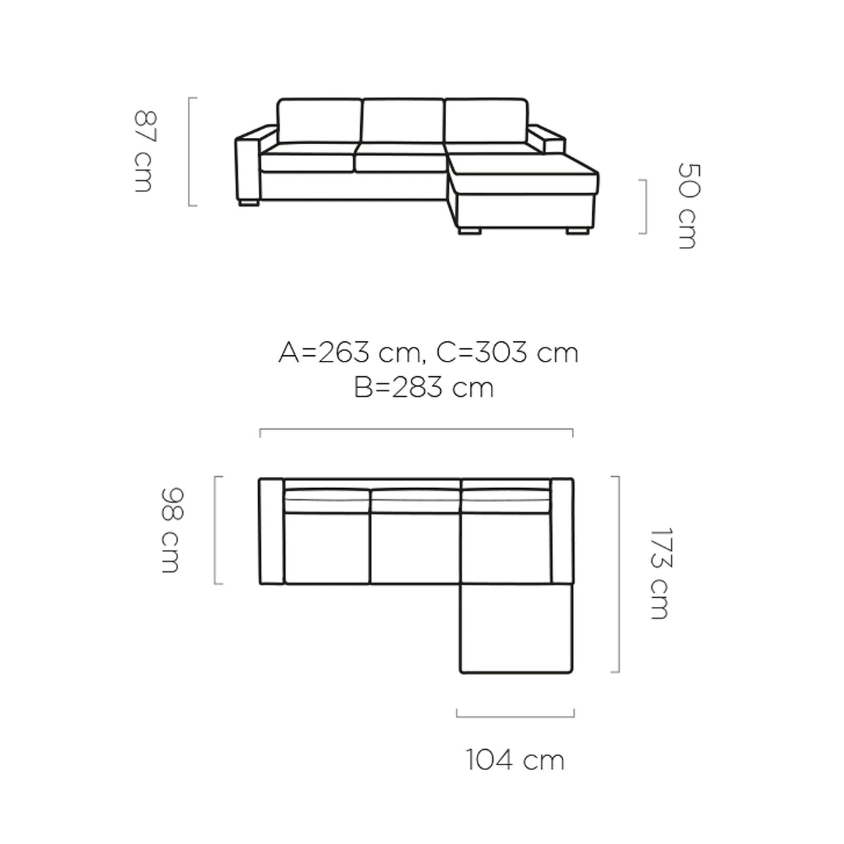 Coltar extensibil VANILLA CORNER 140, personalizabil, cu lada depozitare, 283x173x87 cm
