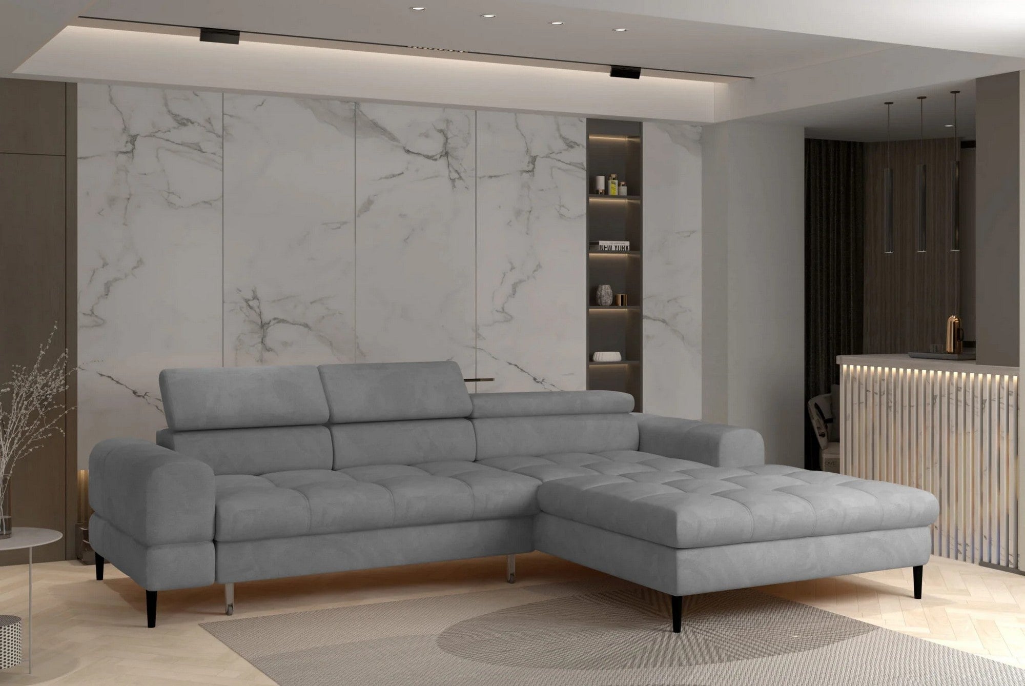 Coltar extensibil VOSS S, personalizabil materiale Gama Oferta Avantaj, cu lada depozitare, 271x177x94 cm