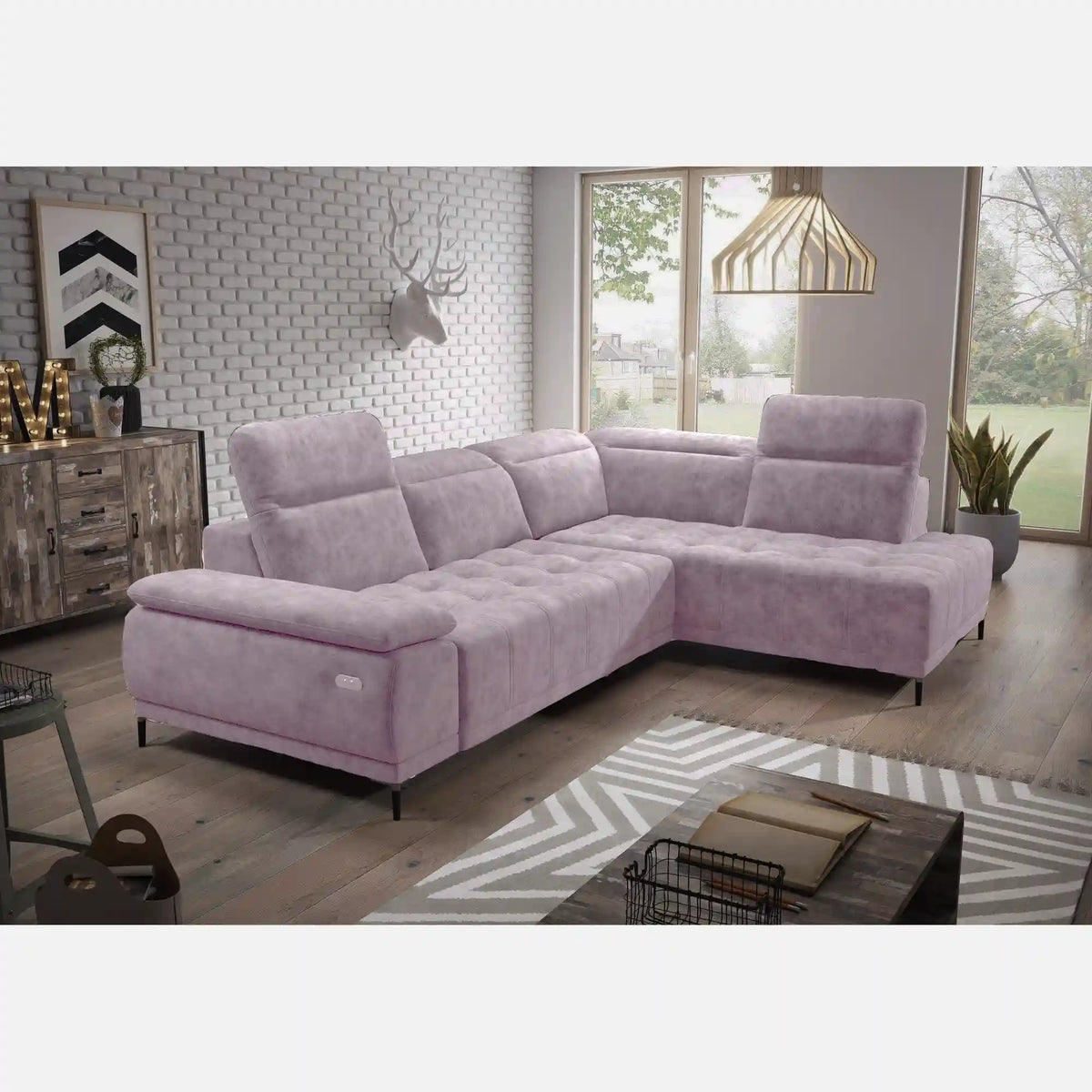 Coltar FOCUS L, personalizabil materiale gama Oferta Avantaj, cu reglaj electric si tetiere reglabile, 278x204x98 cm