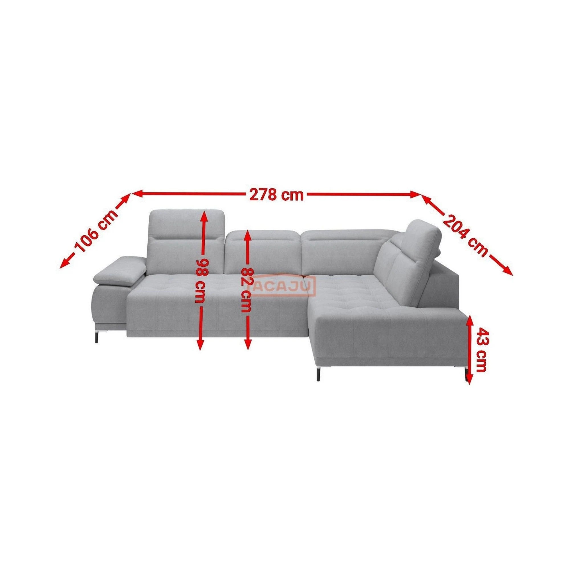 Coltar FOCUS L, personalizabil materiale gama Premium, cu reglaj electric si tetiere reglabile, 278x204x98 cm