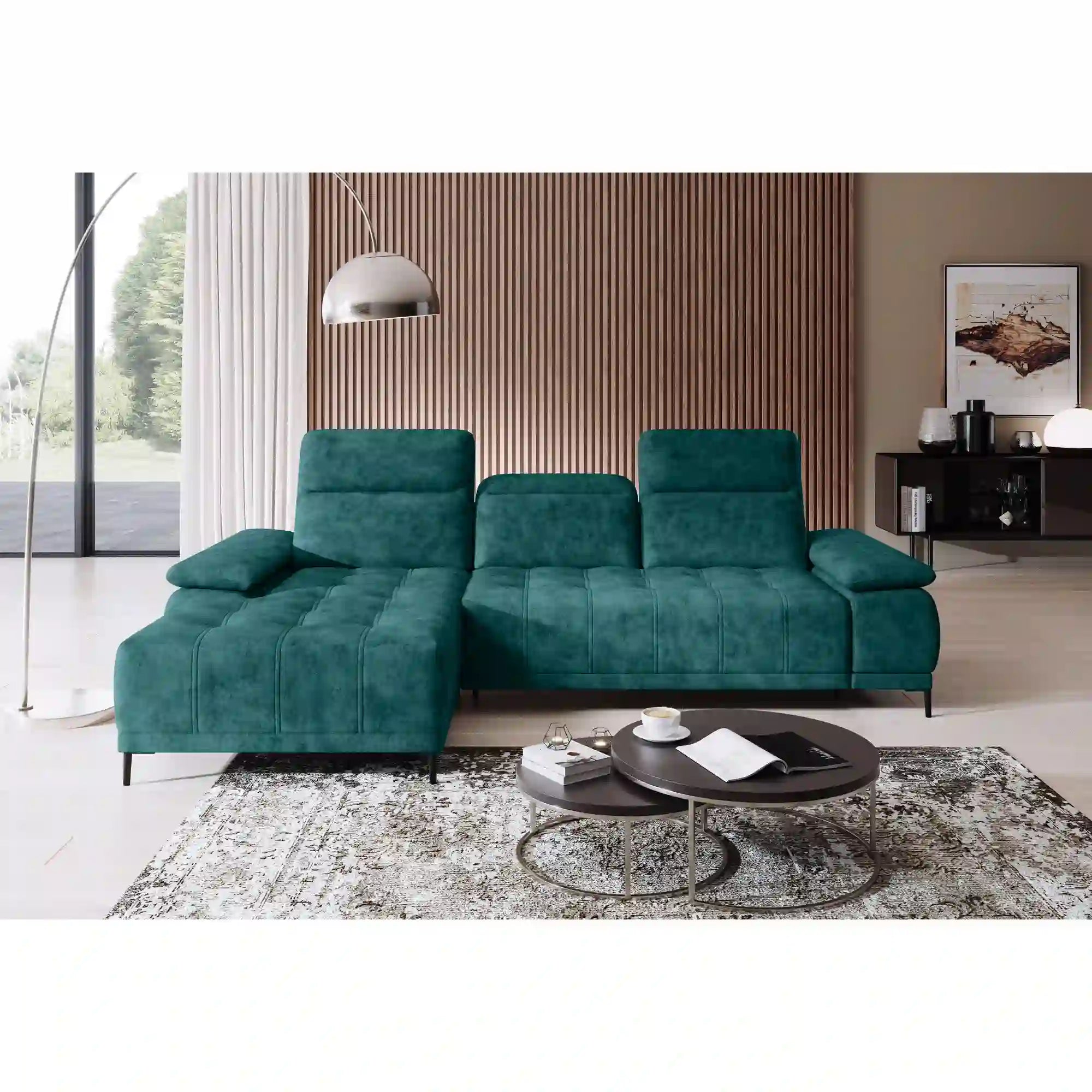 Coltar FOCUS MINI, personalizabil materiale gama Oferta Avantaj, cu reglaj electric si tetiere reglabile, 277x177x98 cm