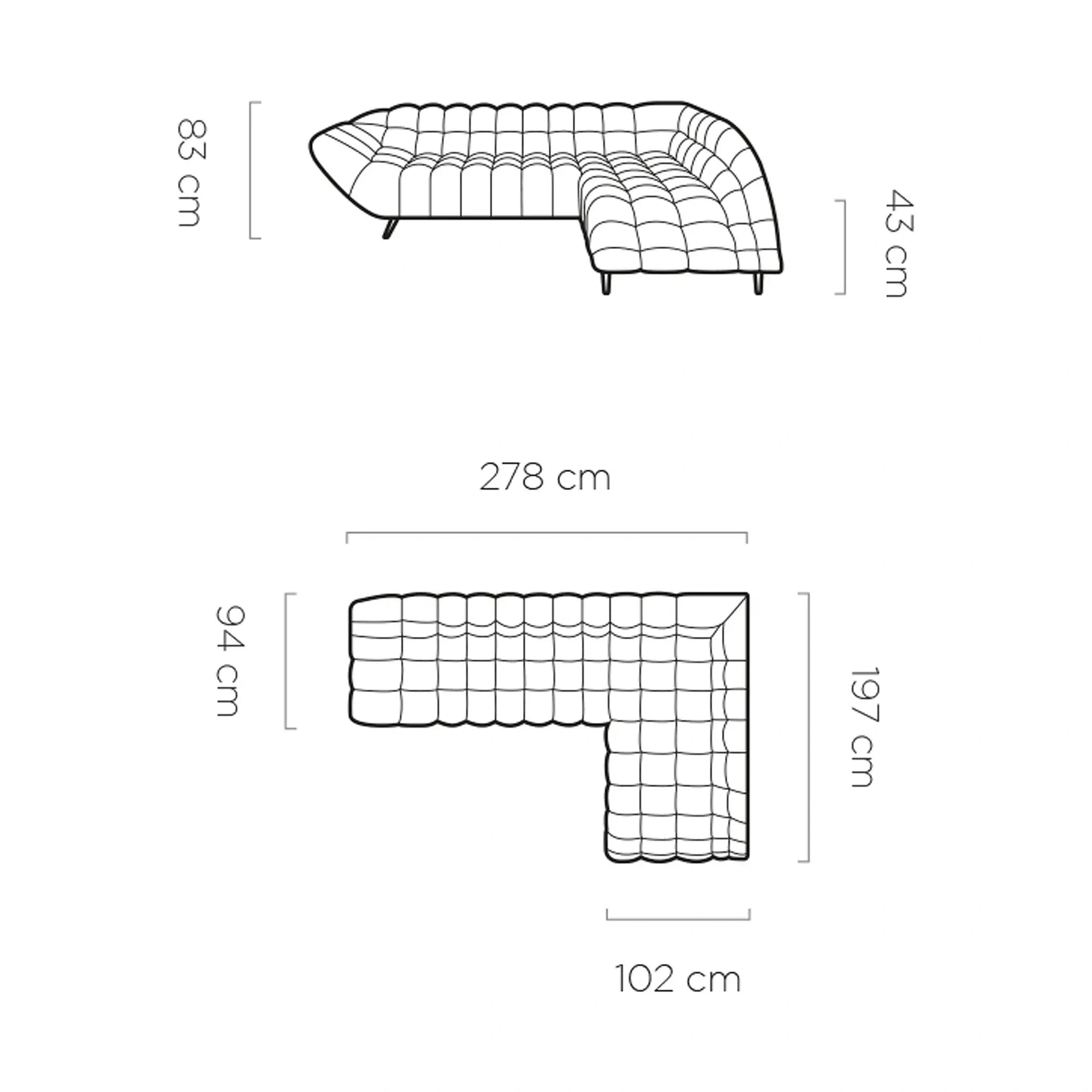 Coltar GAPPA, personalizabil, cu reglaj electric, 278x197x83 cm