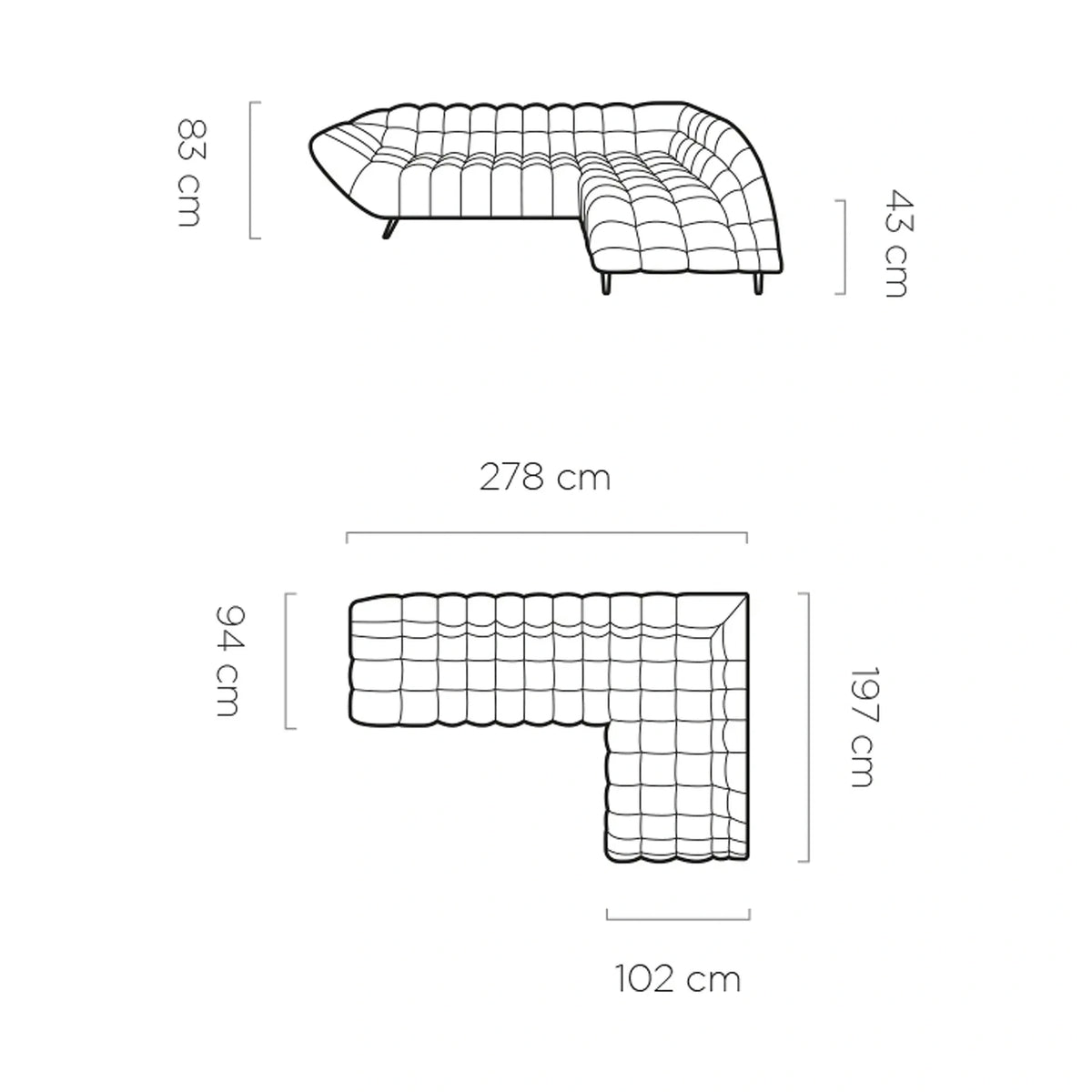 Coltar GAPPA, personalizabil, cu reglaj electric, 278x197x83 cm