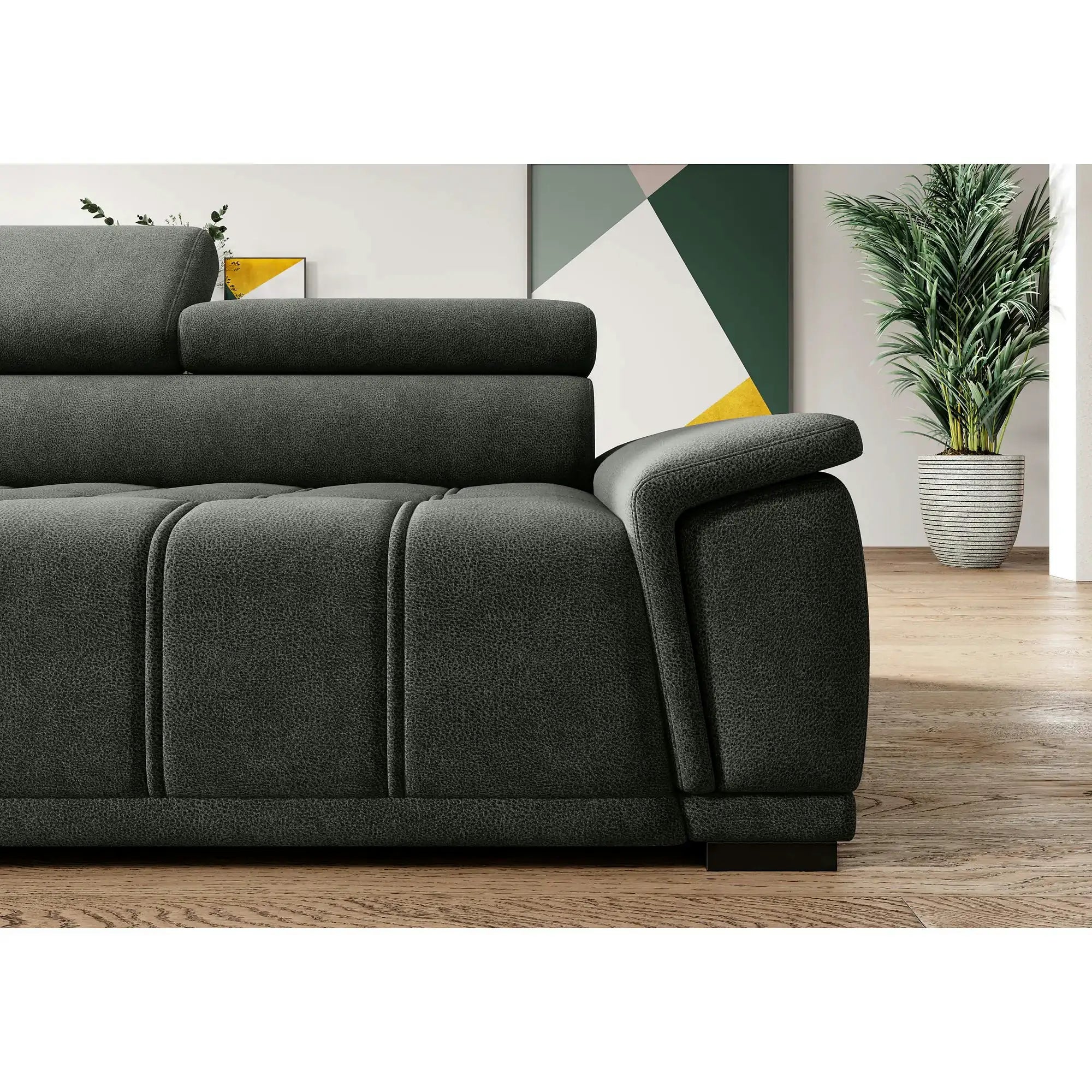 Coltar GREMIO, personalizabil, cu reglaj electric si tetiere reglabile, 283x206x100 cm
