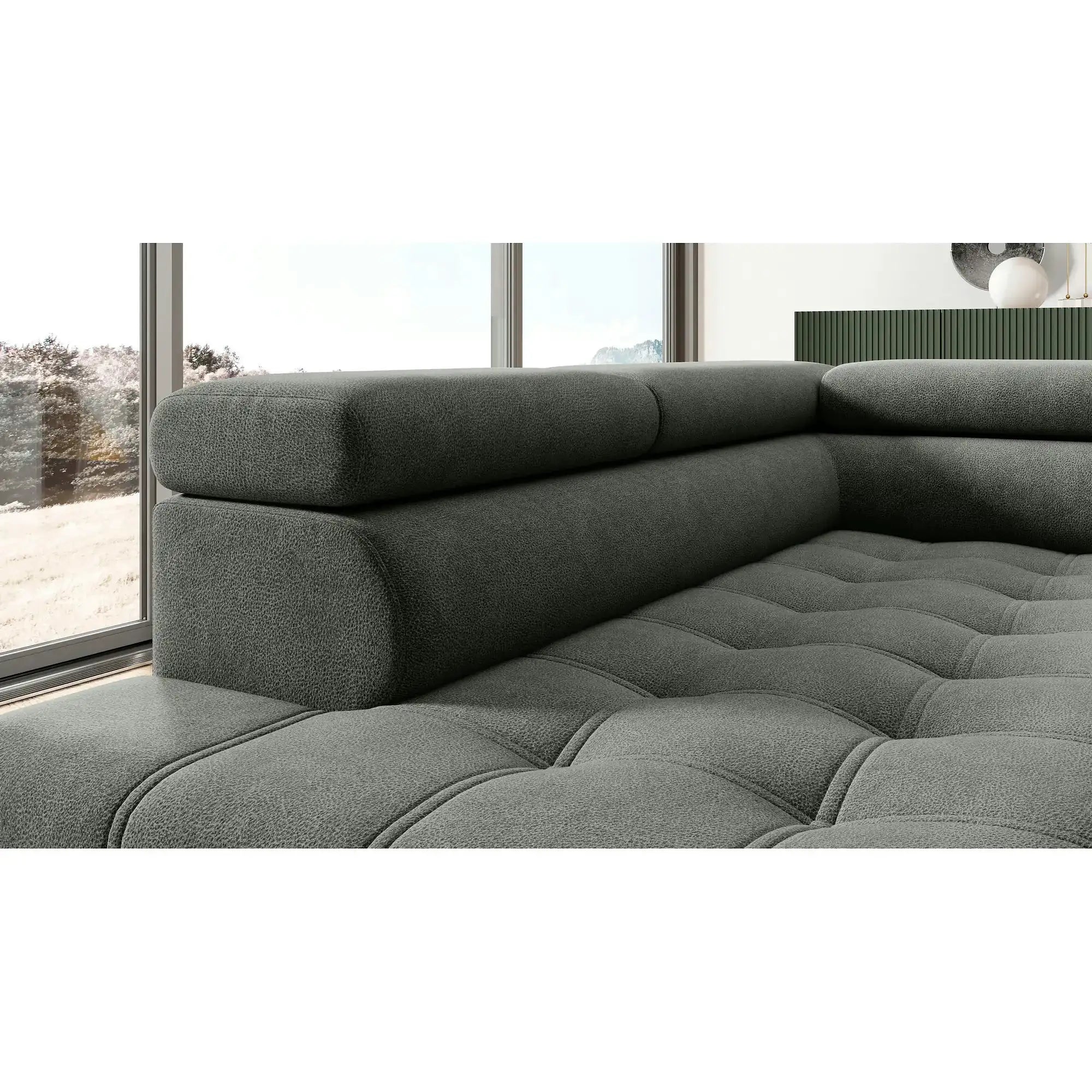 Coltar GREMIO, personalizabil, cu reglaj electric si tetiere reglabile, 283x206x100 cm