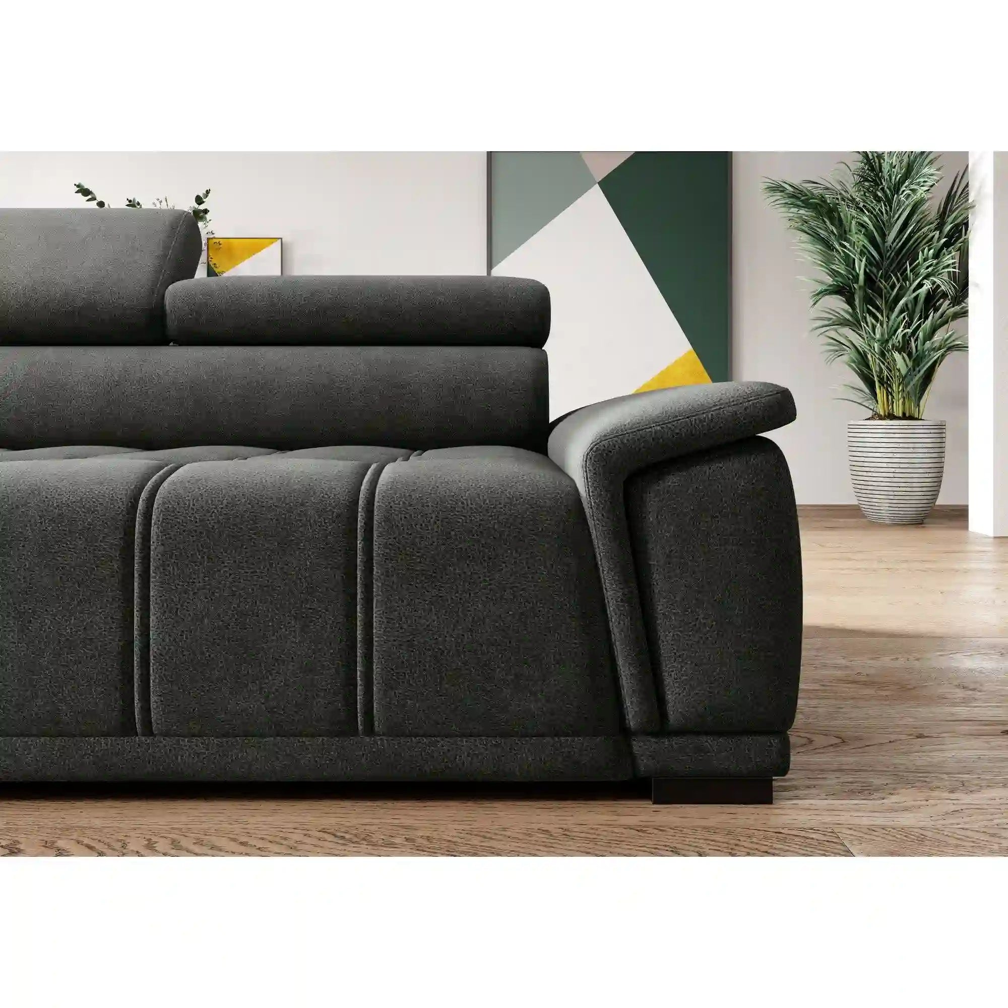 Coltar GREMIO, personalizabil materiale gama Oferta Avantaj, cu reglaj electric si tetiere reglabile, 283x206x100 cm