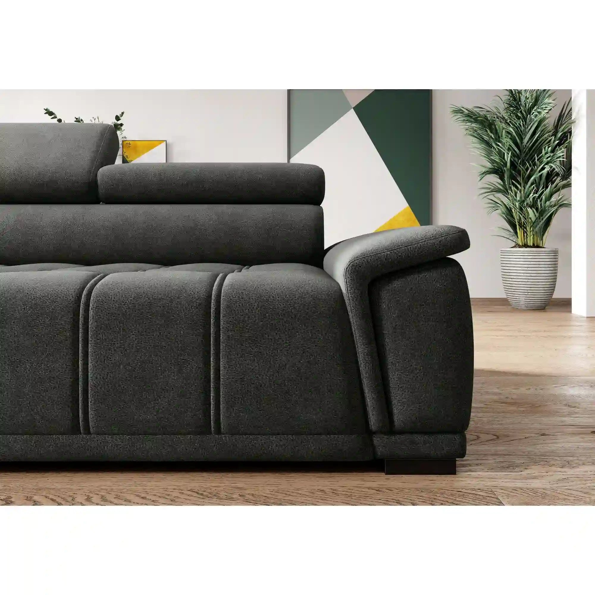 Coltar GREMIO, personalizabil materiale gama Premium, cu reglaj electric si tetiere reglabile, 283x206x100 cm