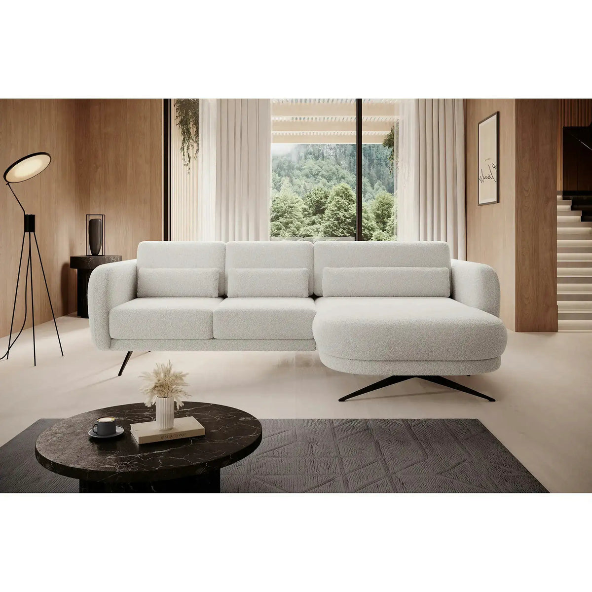 Coltar ILUSIO MINI, personalizabil, cu reglaj electric si tetiere reglabile, 260x177x104 cm