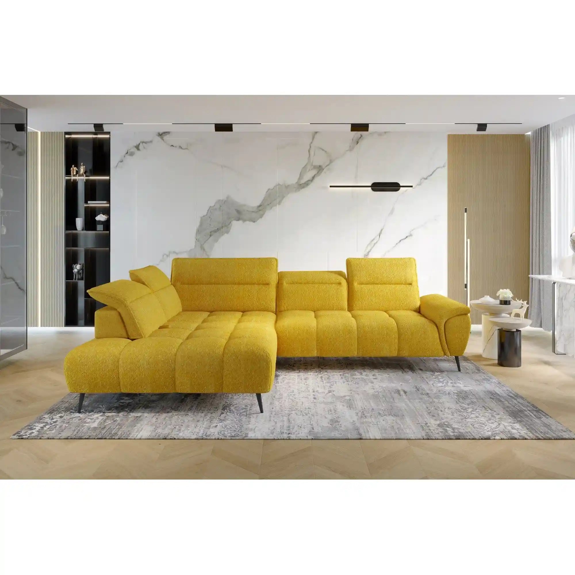 Coltar MONTANA L, personalizabil materiale gama Premium, cu reglaj electric si tetiere reglabile, 308x220x97 cm