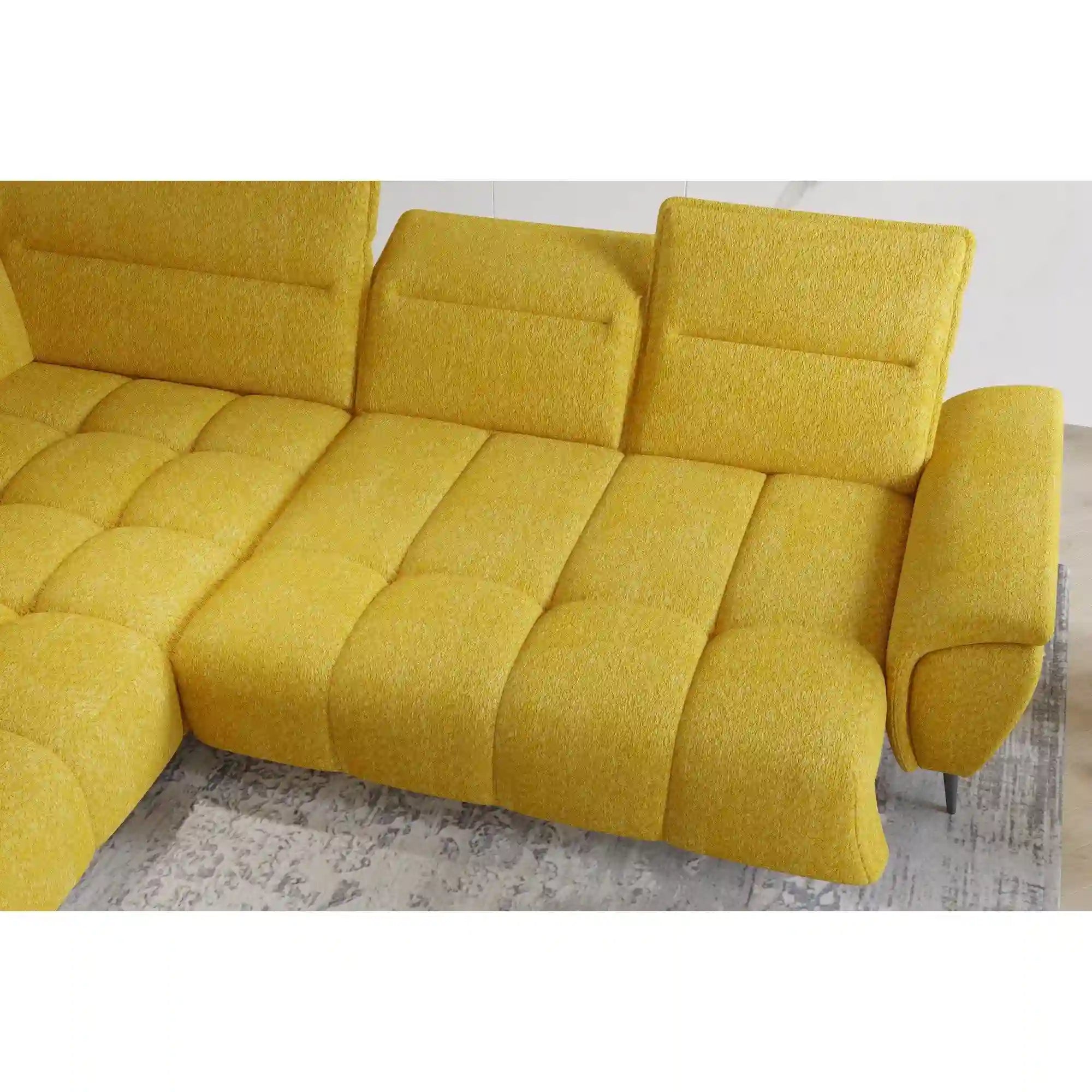 Coltar MONTANA L, personalizabil materiale gama Premium, cu reglaj electric si tetiere reglabile, 308x220x97 cm