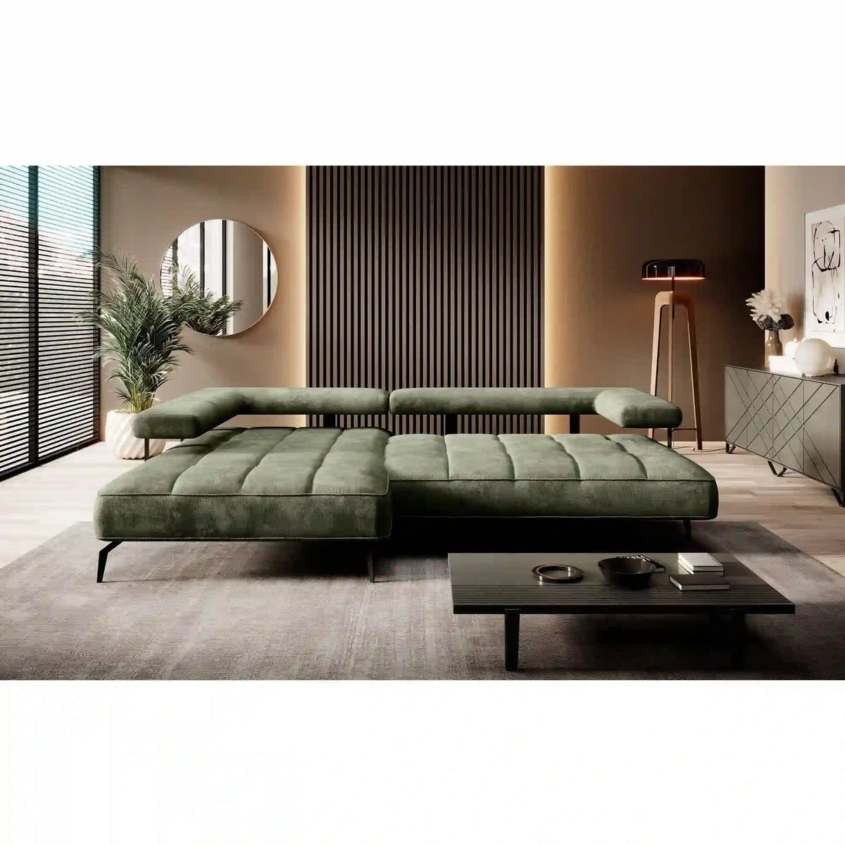 Coltar MONTELLA MINI, personalizabil material gama Premium, cu reglaj electric, 266x180x88 cm