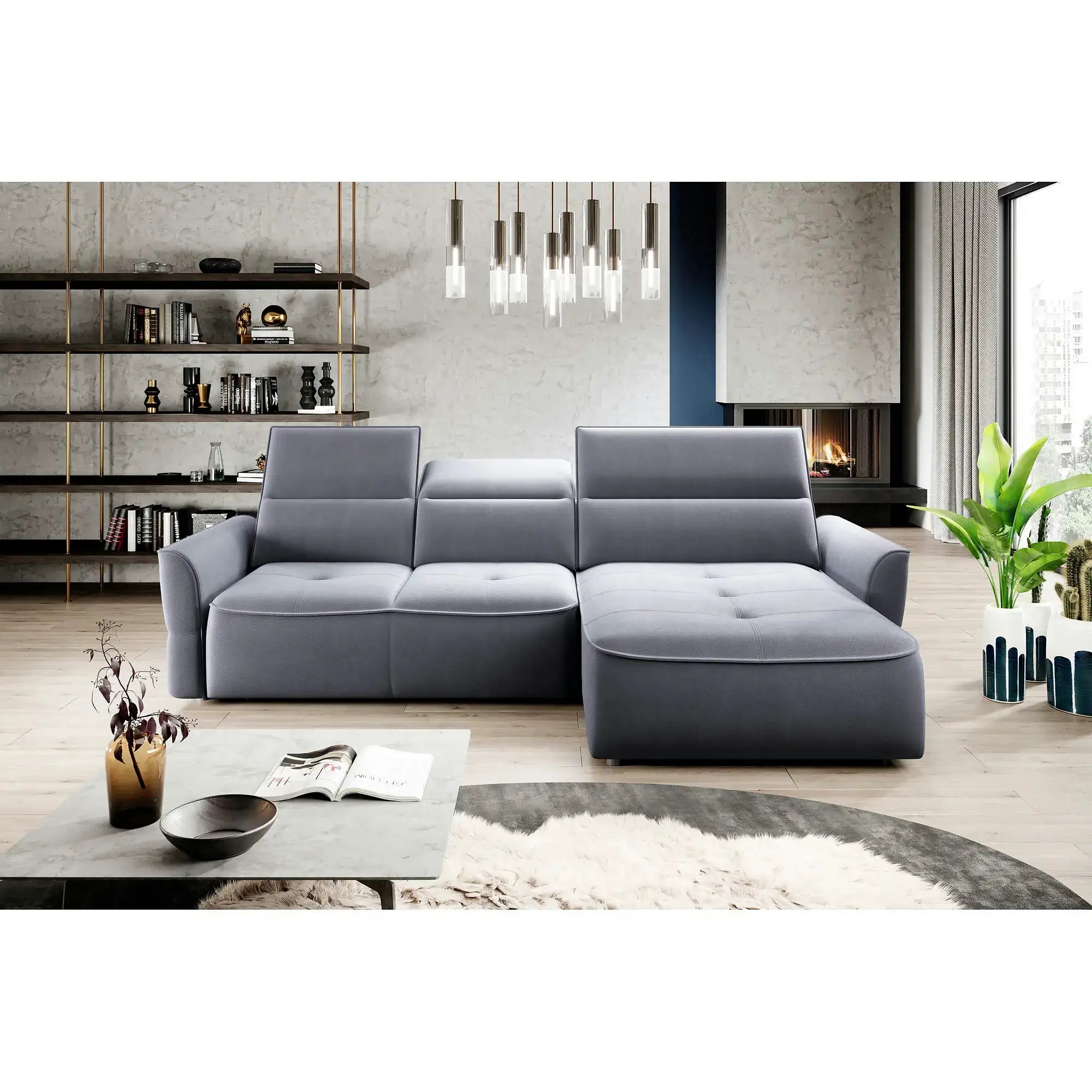 Coltar MURILLO MINI, personalizabil, cu reglaj electric, tetiere reglabile si lada depozitare, 260x175x100 cm