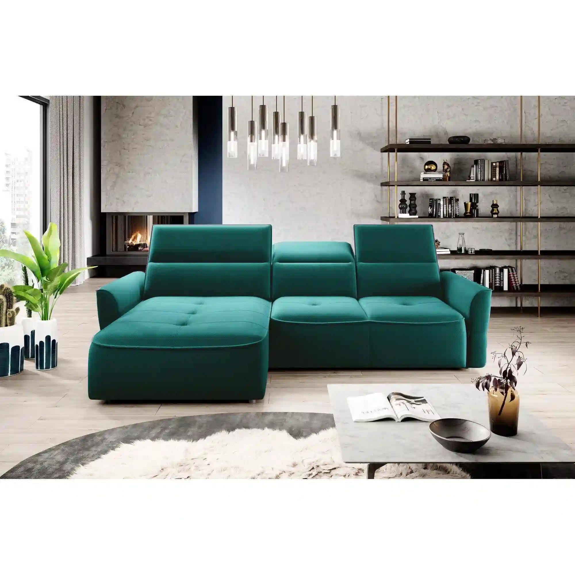 Coltar MURILLO MINI, personalizabil materiale gama Oferta Avantaj, cu reglaj electric, tetiere reglabile si lada depozitare, 260x175x100 cm