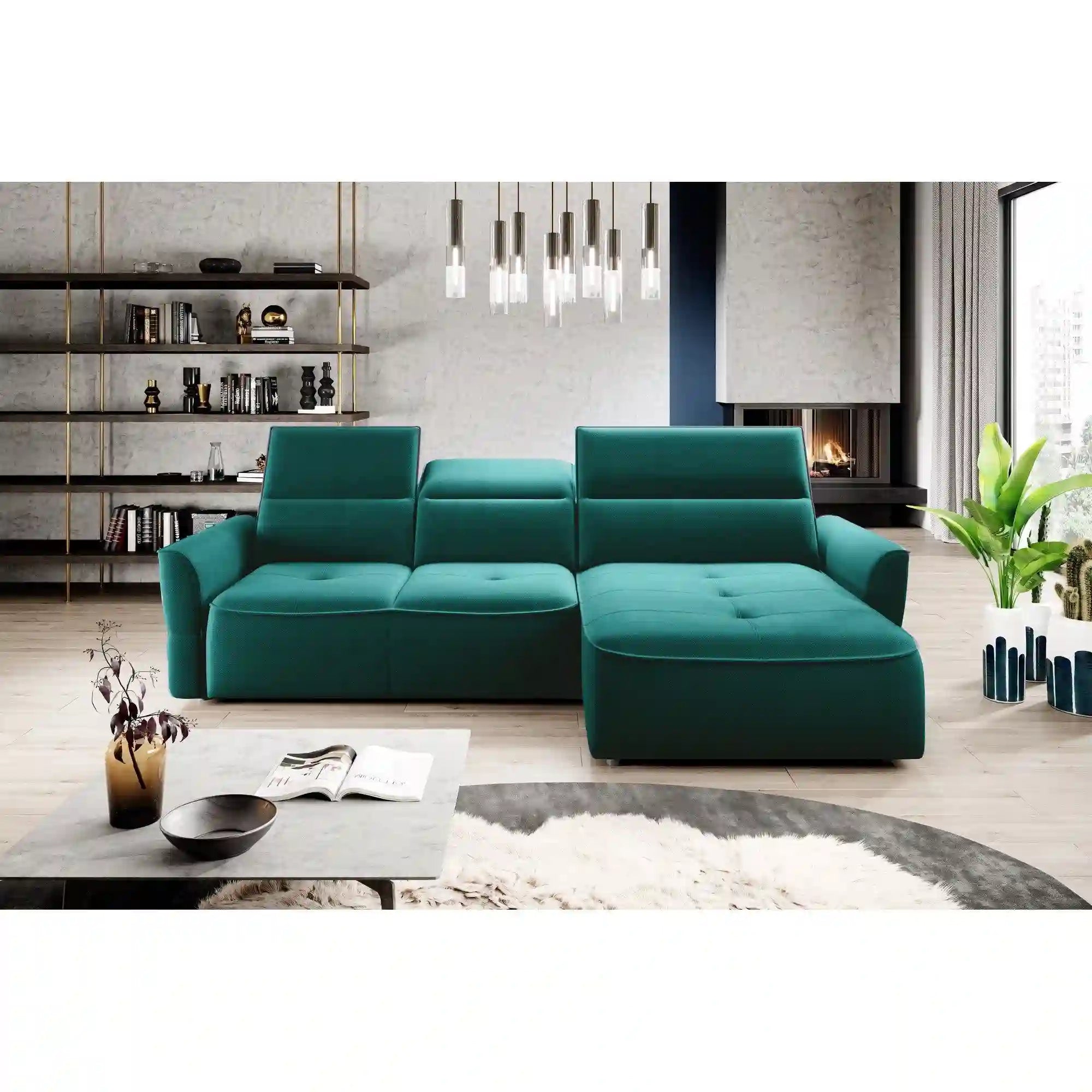 Coltar MURILLO MINI, personalizabil materiale gama Oferta Avantaj, cu reglaj electric, tetiere reglabile si lada depozitare, 260x175x100 cm