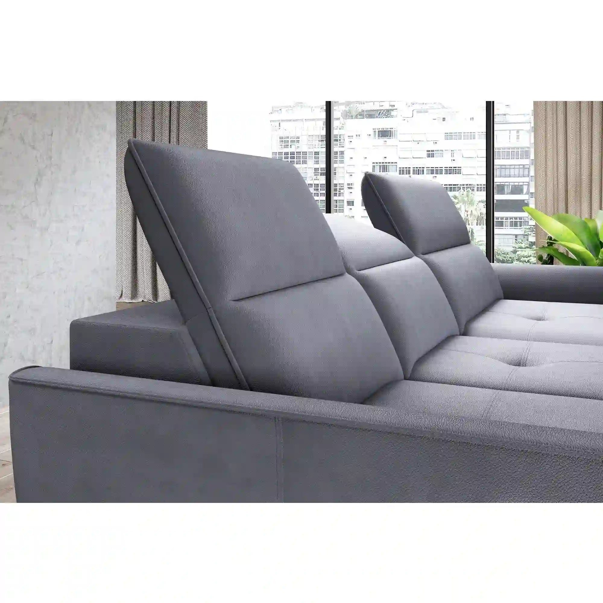 Coltar MURILLO MINI, personalizabil materiale gama Oferta Avantaj, cu reglaj electric, tetiere reglabile si lada depozitare, 260x175x100 cm