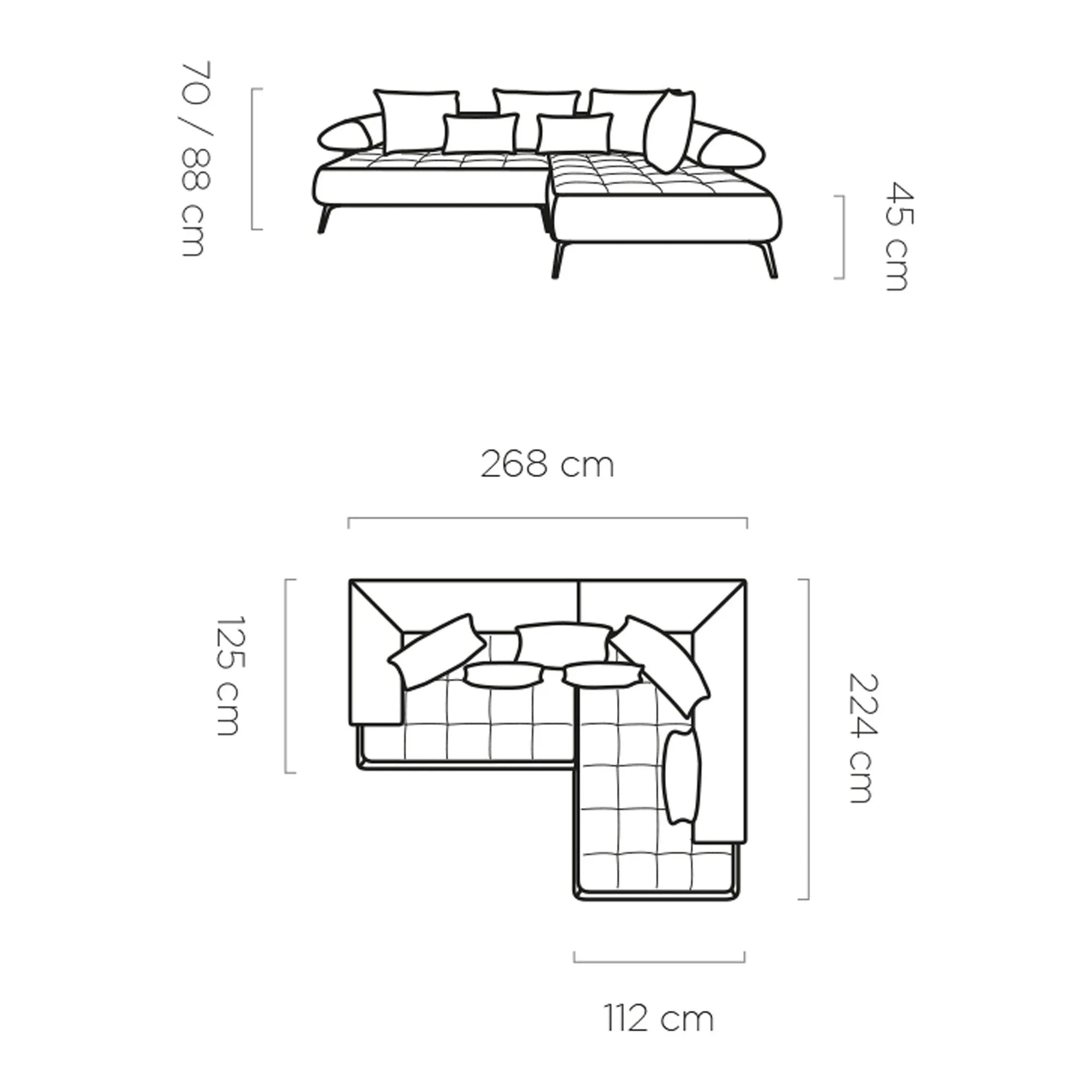 Coltar SELEDO L, personalizabil materiale gama Oferta Avantaj, cu reglaj electric, 268x224x88 cm