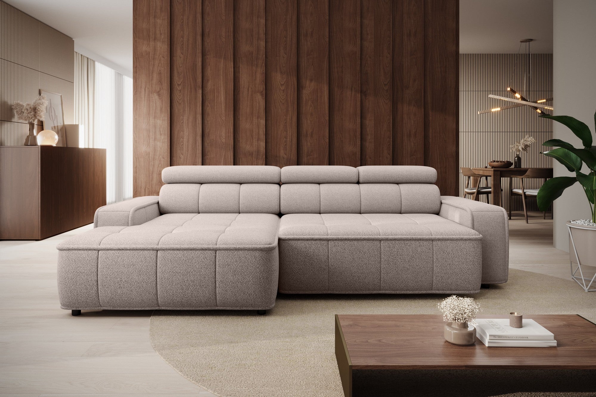 Coltar THIAGO S, personalizabil materiale Gama Premium, cu reglaj electric, 280x170x99 cm