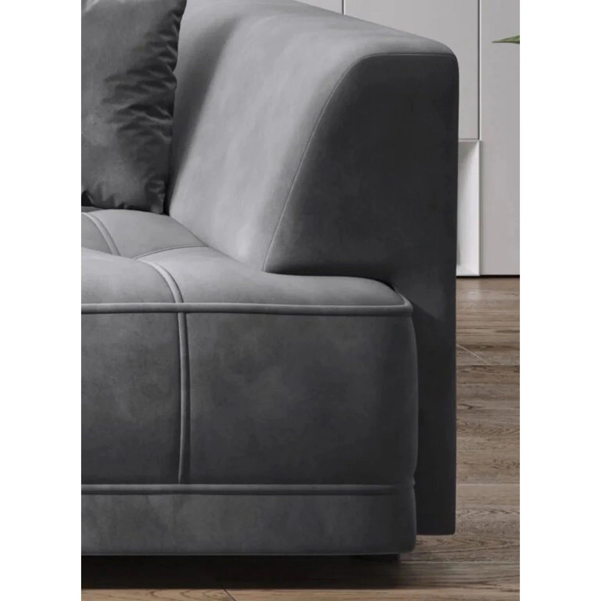 Coltar TIGA, sezlong dreapta, stofa catifelata maro - Terra 26, Gama Premium, cu reglaj electric, 286x207x77 cm