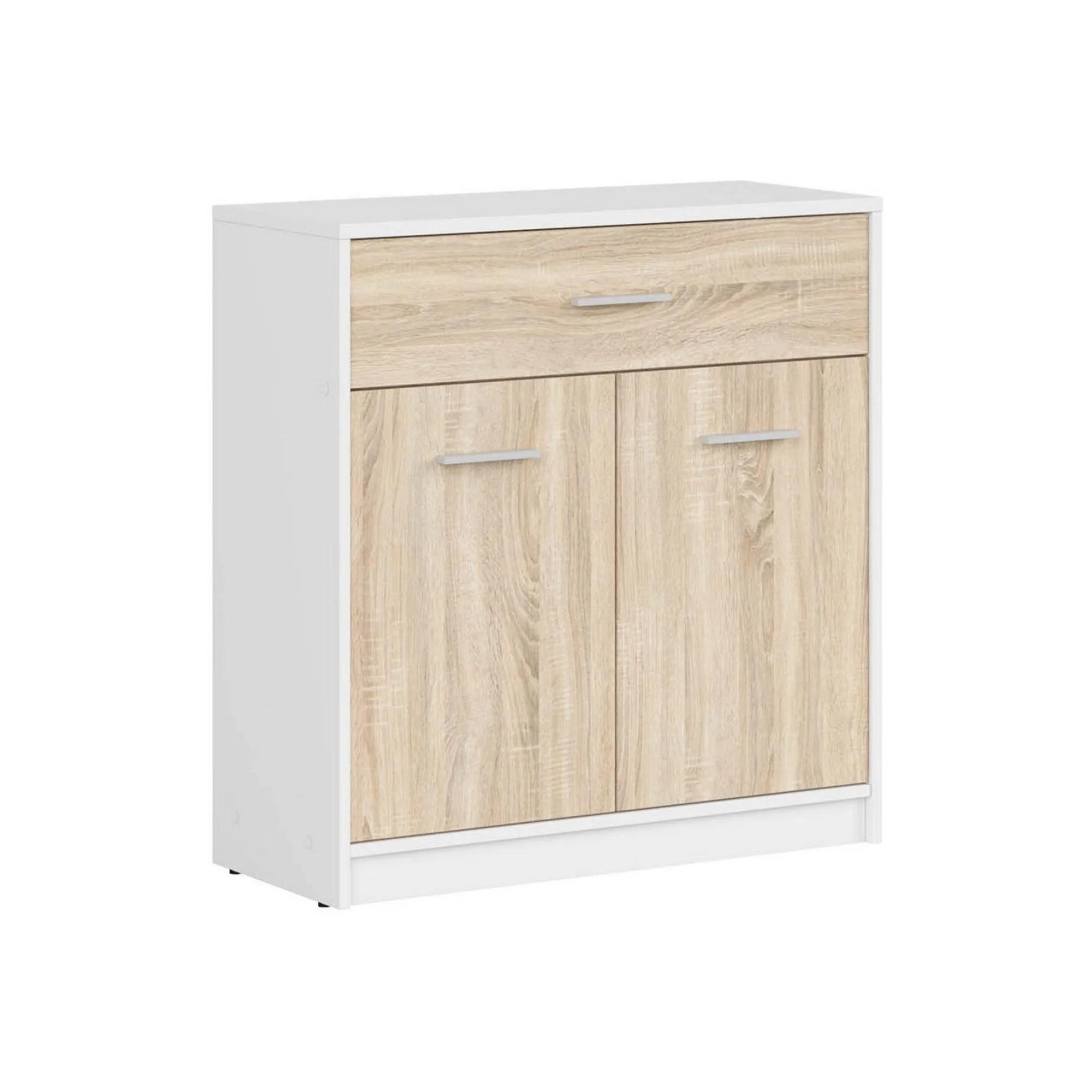 Comada NEPO PLUS, alb/stejar sonoma, PAL laminat, 80x34x84 cm