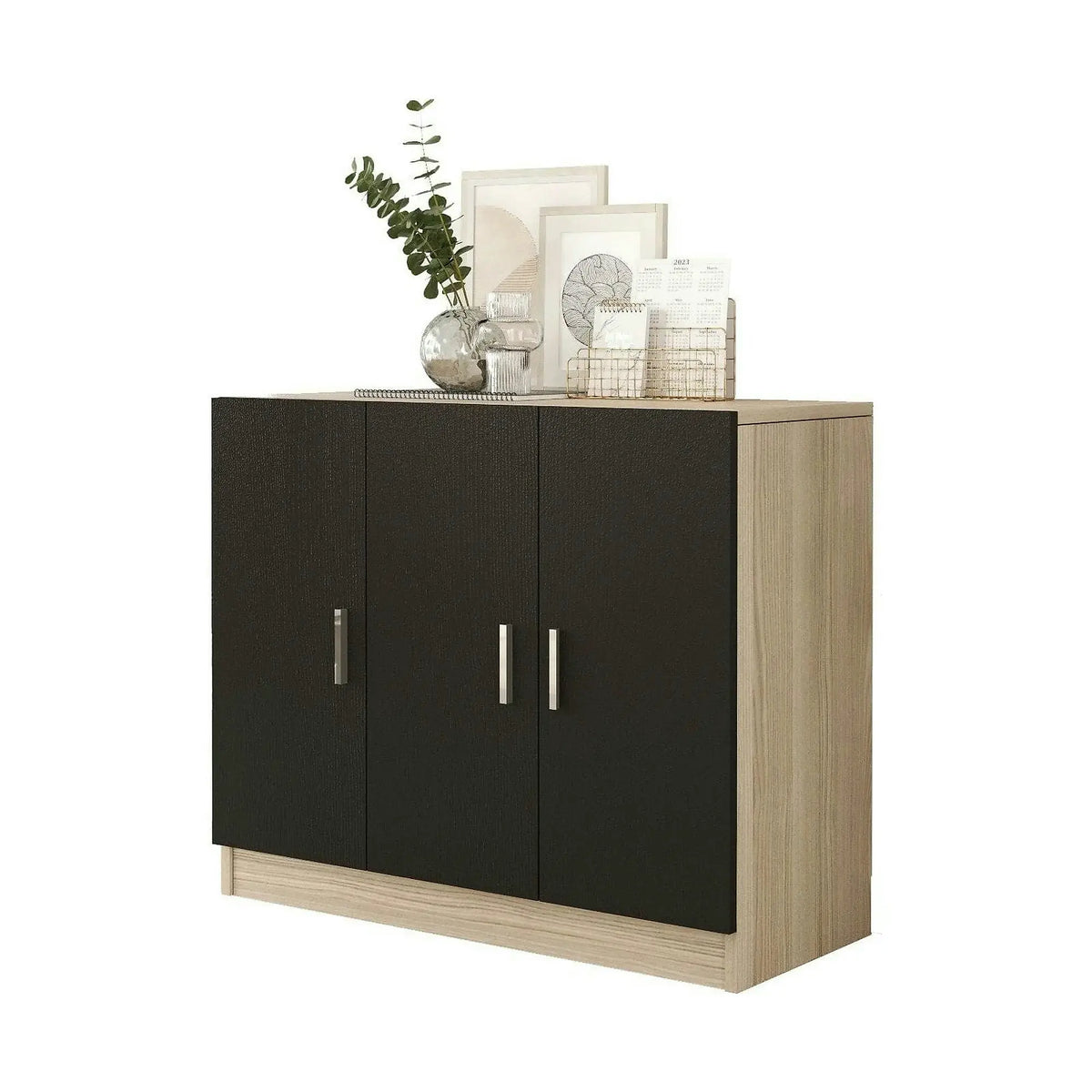 Comoda 956LCS1502, stejar/negru, PAL melaminat, 89x38x74 cm