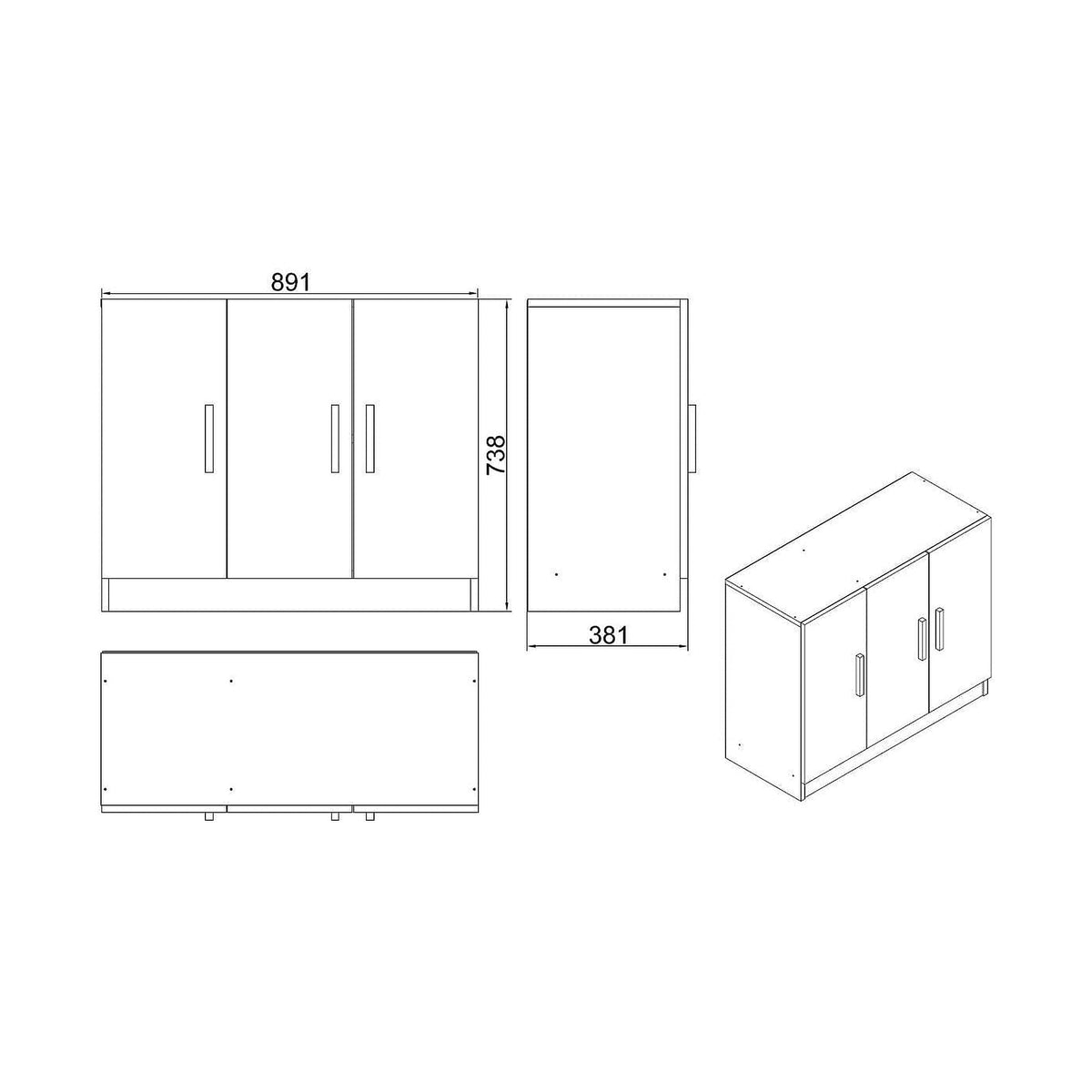 Comoda 956LCS1503, alb, PAL melaminat, 89x38x74 cm