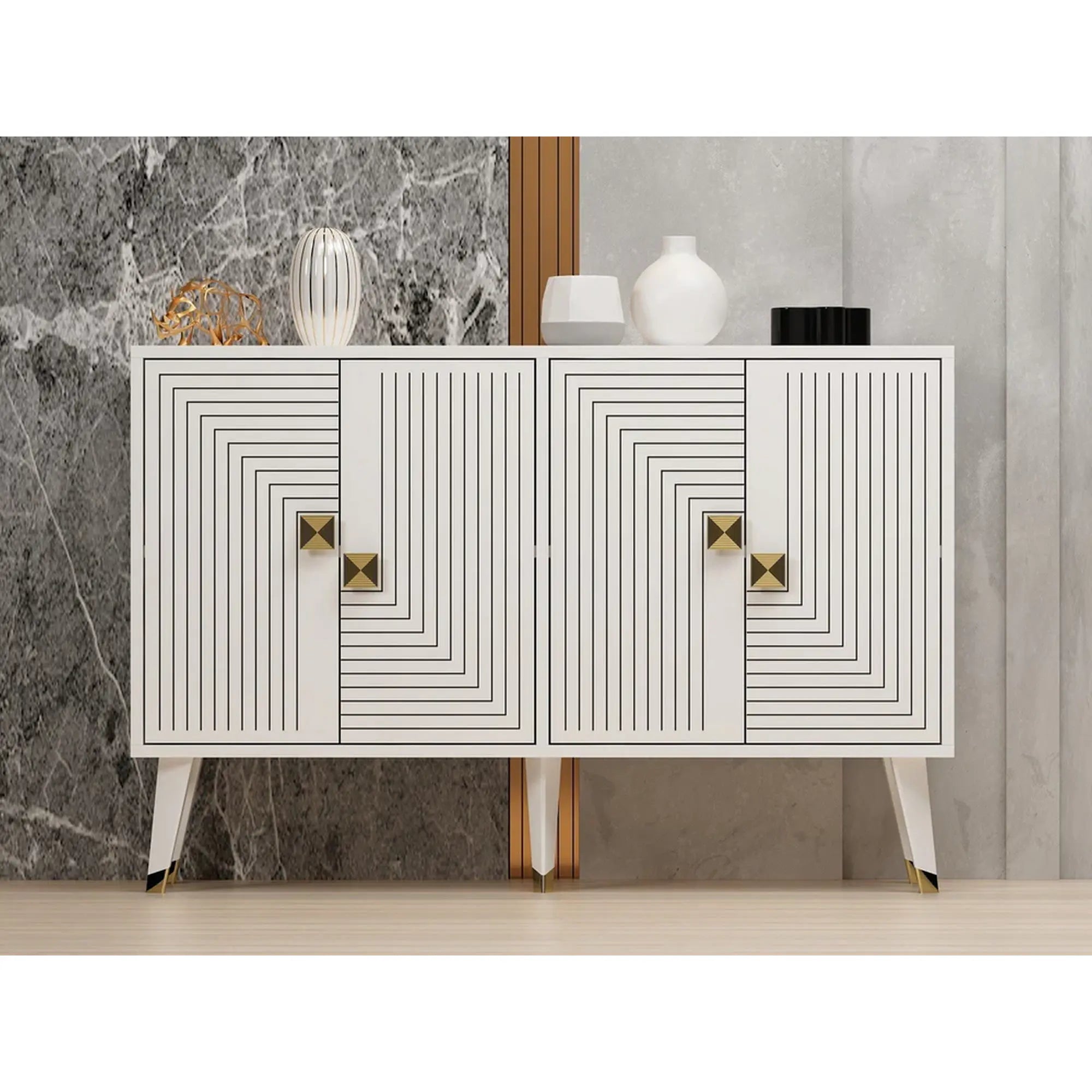 Comoda AHART, alb, PAL melaminat, 120x30x80 cm