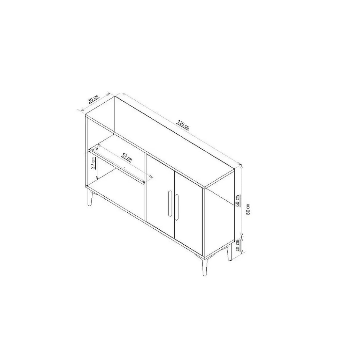 Comoda AHART, alb, PAL melaminat, 120x30x80 cm