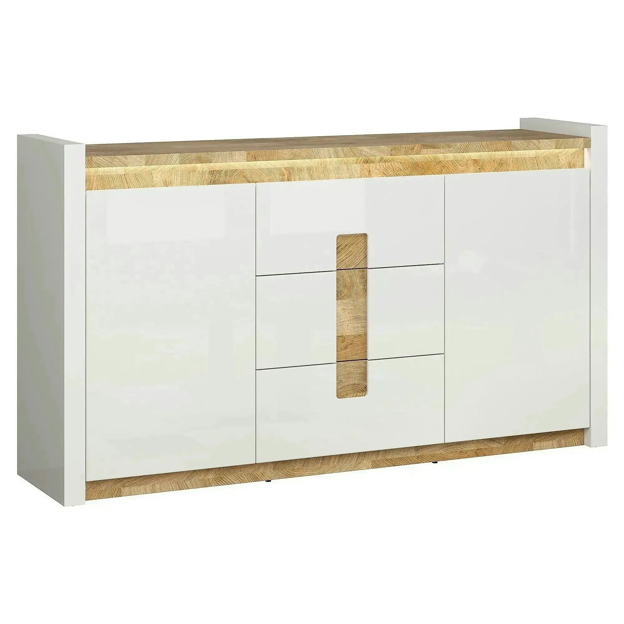 Comoda ALAMEDA, alb/stejar, PAL, 172x41x97 cm
