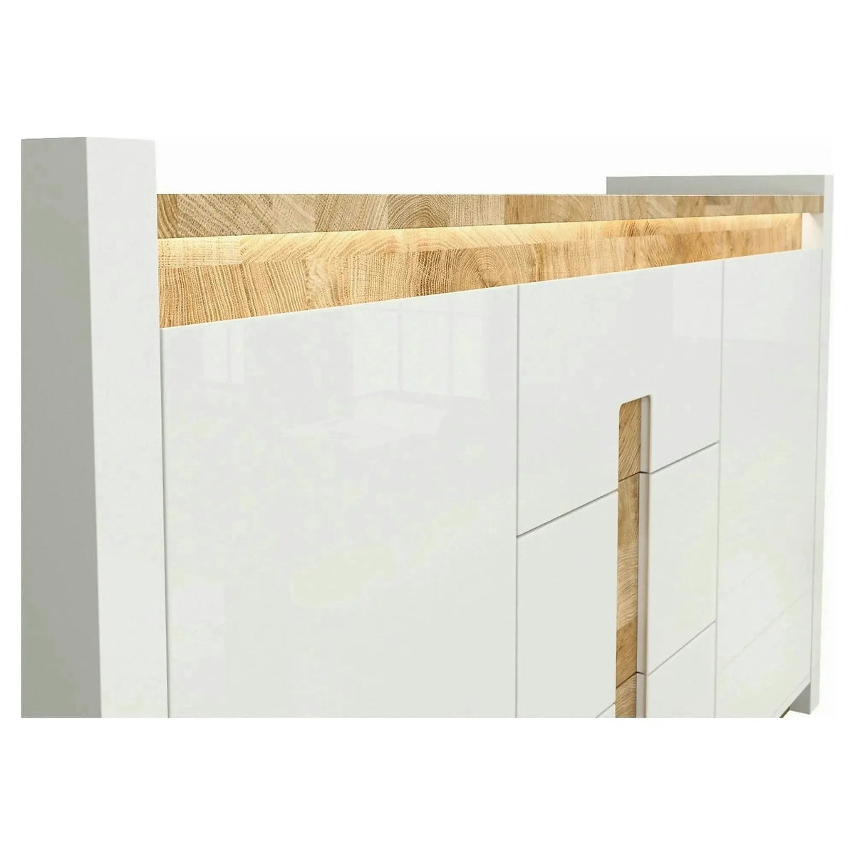 Comoda ALAMEDA, alb/stejar, PAL, 172x41x97 cm