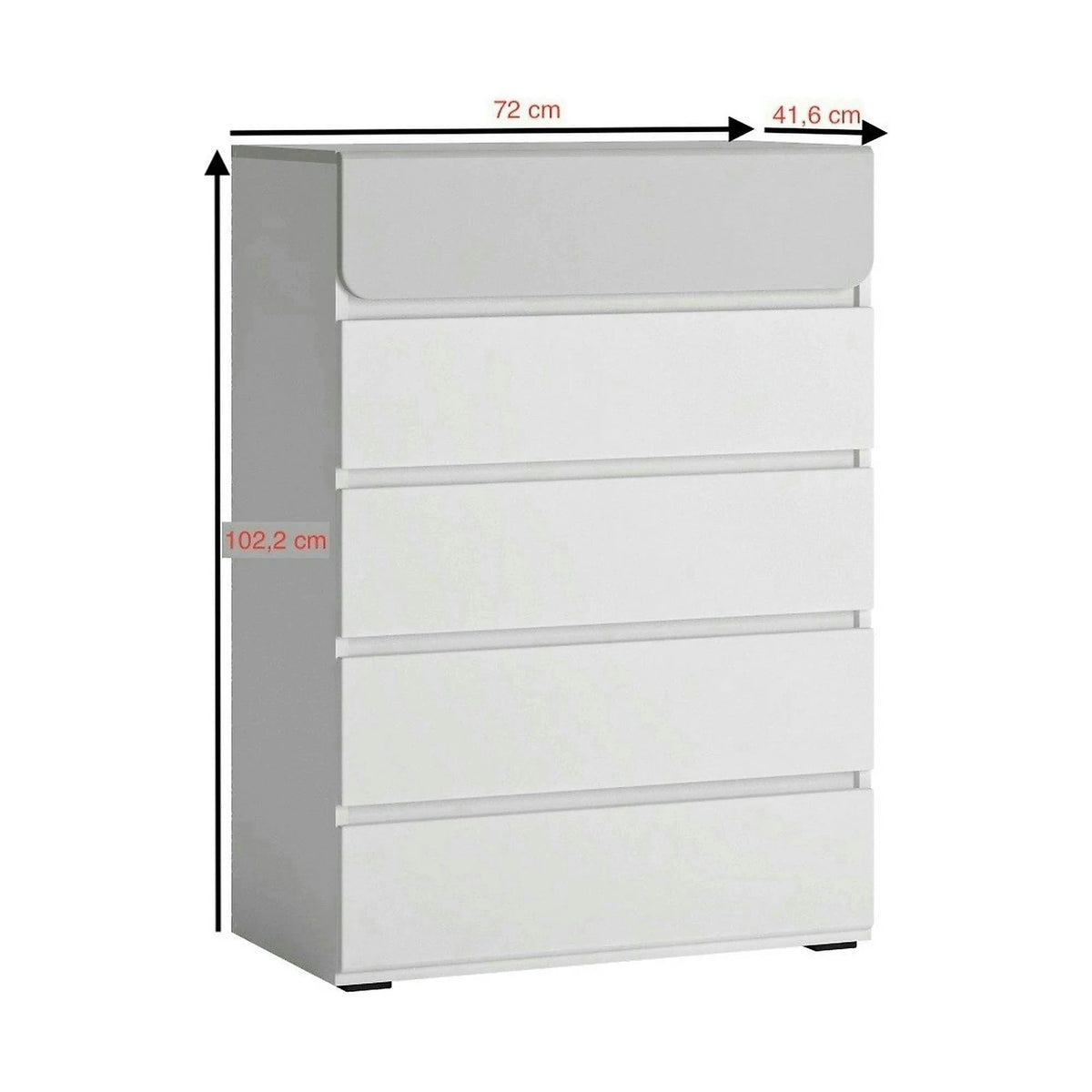 Comoda ALBI, alb, PAL laminat, 72x42x102 cm