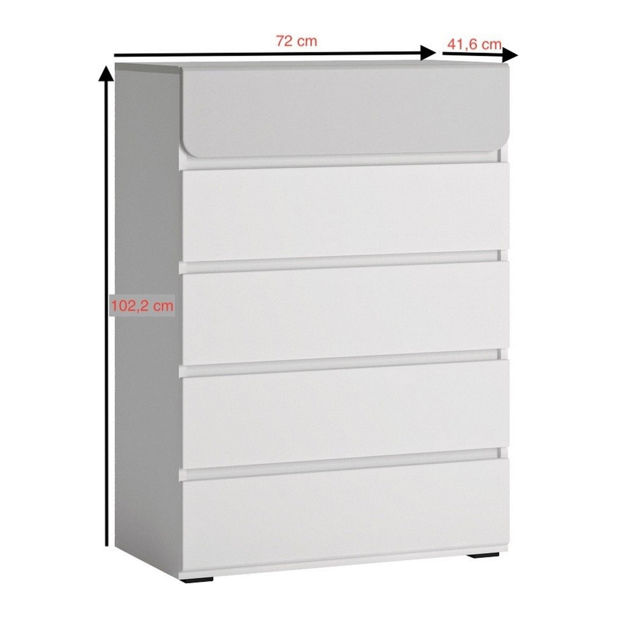 Comoda ALBI, alb, PAL laminat, 72x42x102 cm