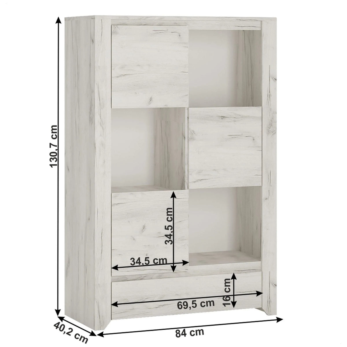Comoda ANGEL TIP 31, alb, PAL melaminat, 84x40x131 cm